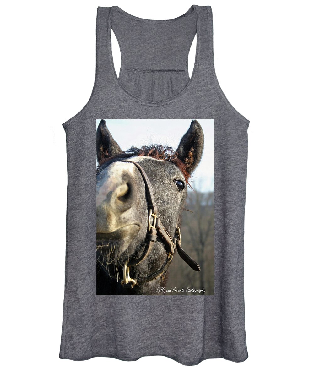 Thorougbred Race Horse Women's Tank Top featuring the photograph 'For the Love of Elvis' by PJQandFriends Photography
