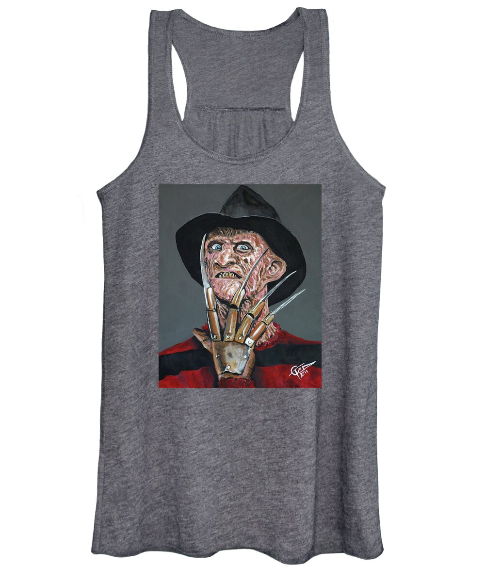 Freddy Women's Tank Top featuring the painting Freddy Kruger by Tom Carlton