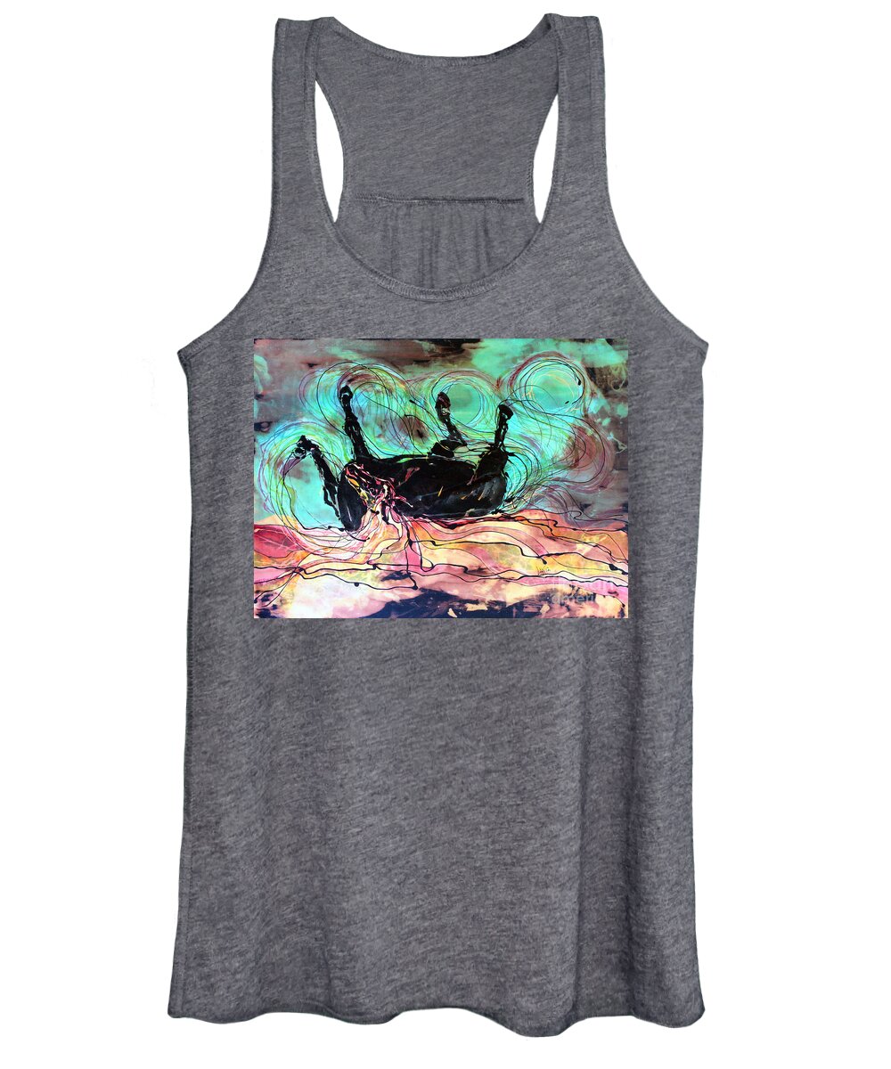 Horse Women's Tank Top featuring the tapestry - textile Horse Born of Earth Water Sky by Carol Law Conklin