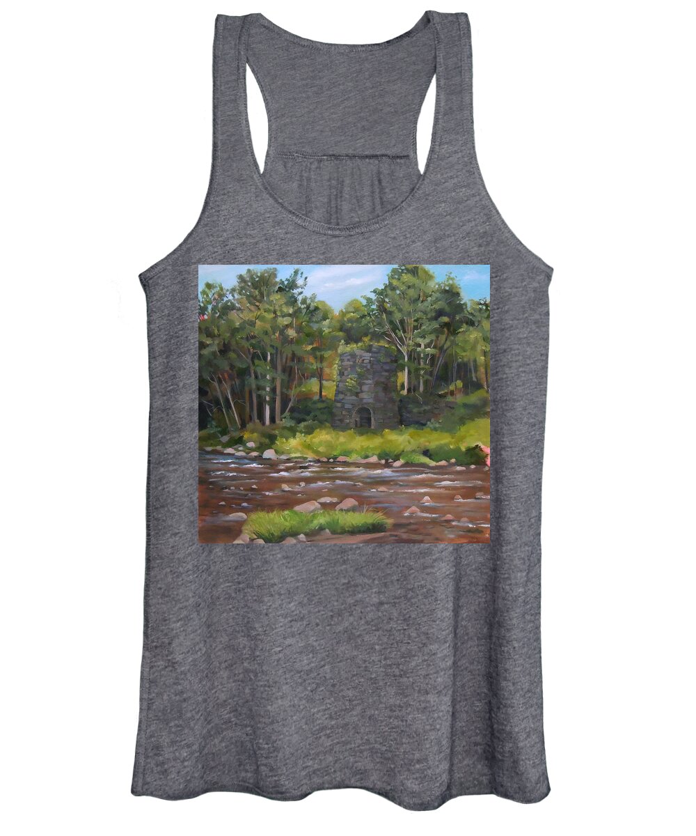 Iron Women's Tank Top featuring the painting Iron Furnace of Franconia New Hampshire by Nancy Griswold