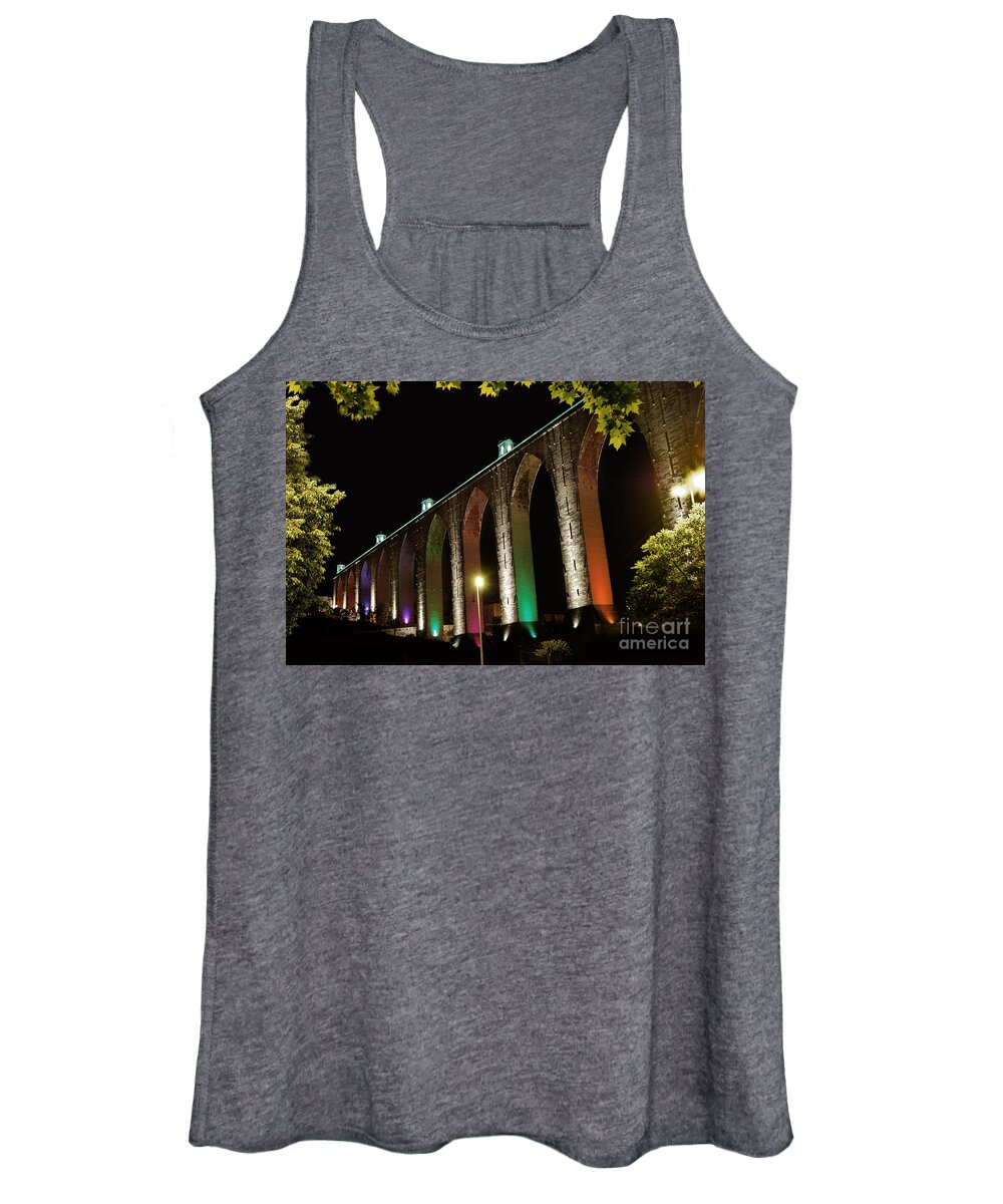 Portugal Women's Tank Top featuring the photograph Lisbon historic aqueduct by night by Carlos Alkmin