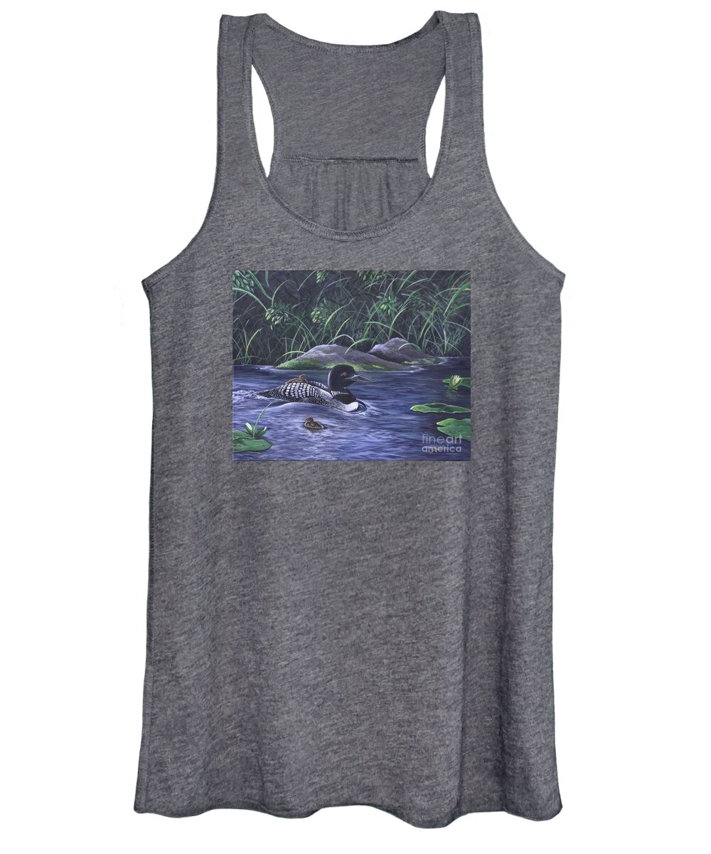 Loon Women's Tank Top featuring the painting Mom and babies by Sharon Molinaro