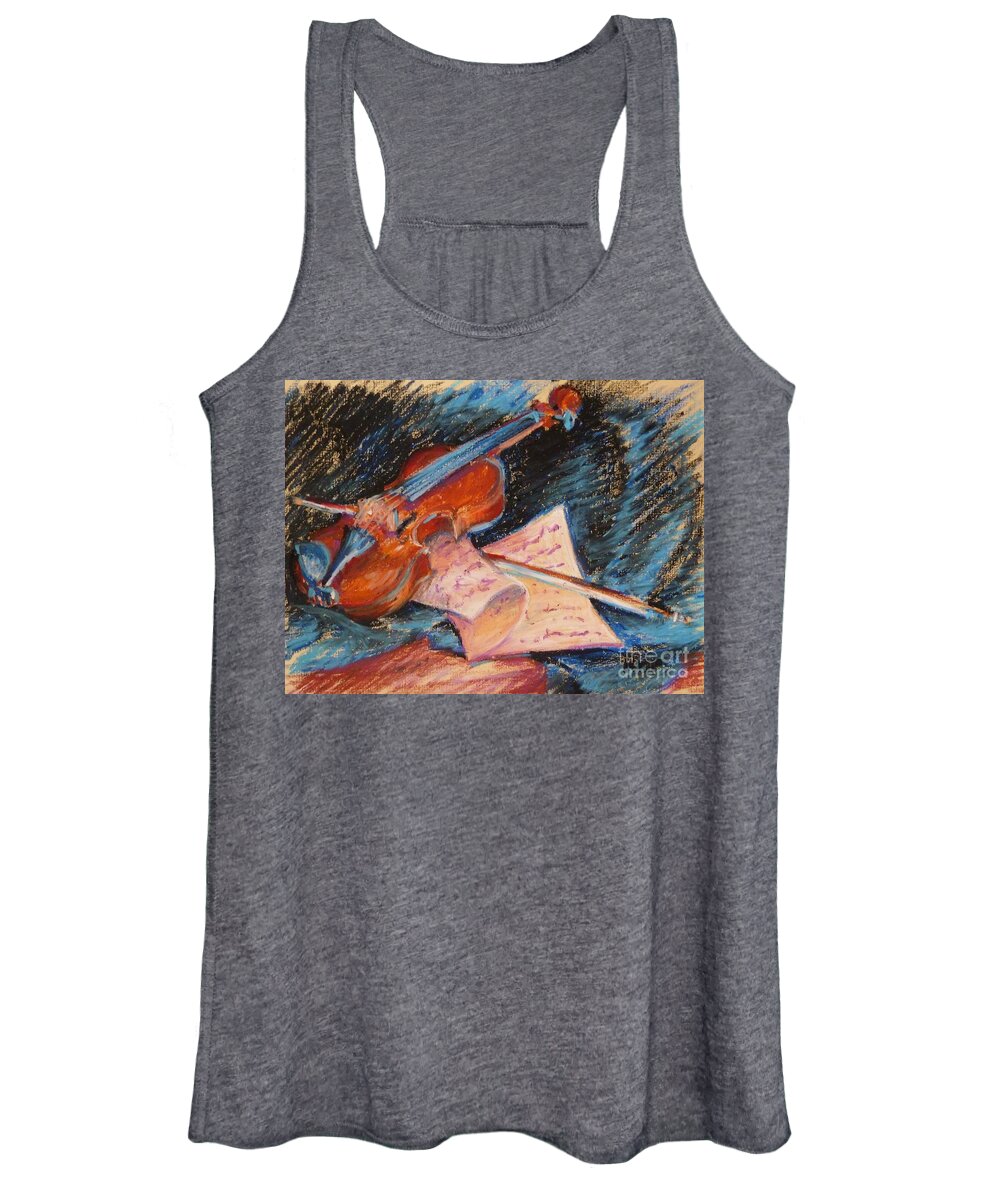 Violin Women's Tank Top featuring the pastel Musical Thoughts by K M Pawelec