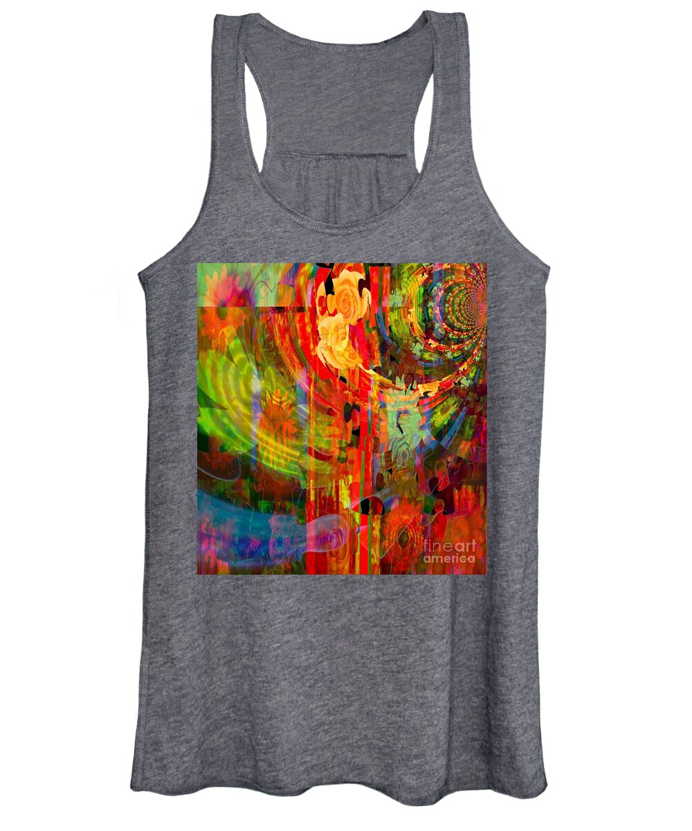 Fania Simon Women's Tank Top featuring the mixed media No Puzzle in Flowers by Fania Simon