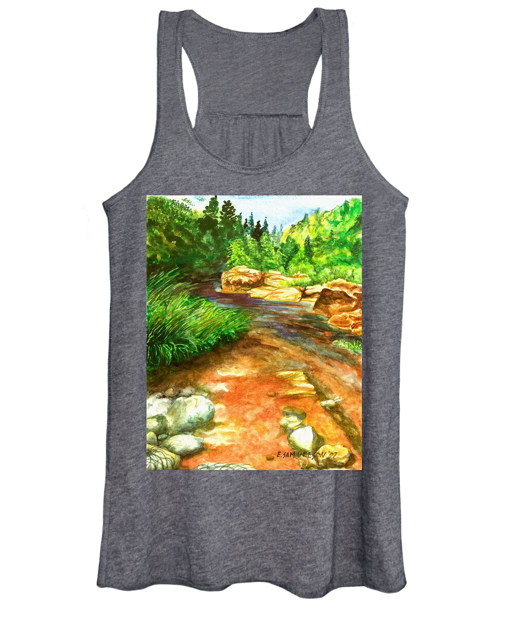 Arizona Women's Tank Top featuring the painting Oak Creek Red by Eric Samuelson