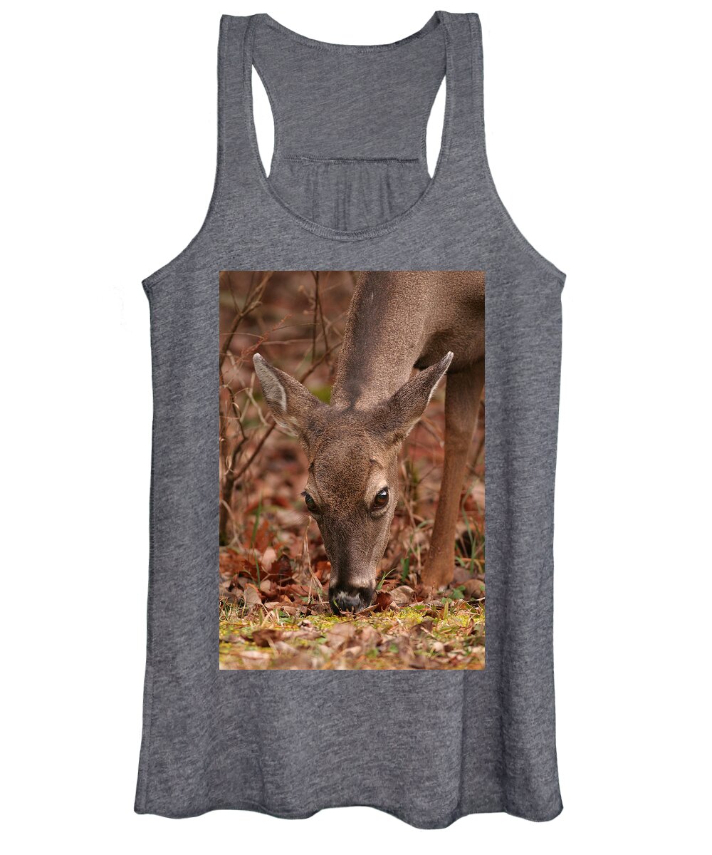 Odocoileus Virginanus Women's Tank Top featuring the photograph Portrait Of Browsing Deer Two by Daniel Reed