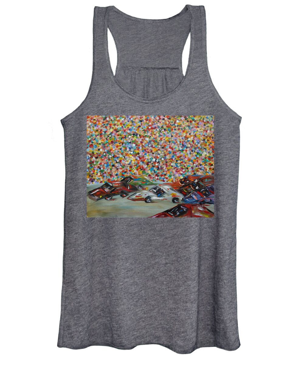 Race Women's Tank Top featuring the painting Race Day by Judith Rhue