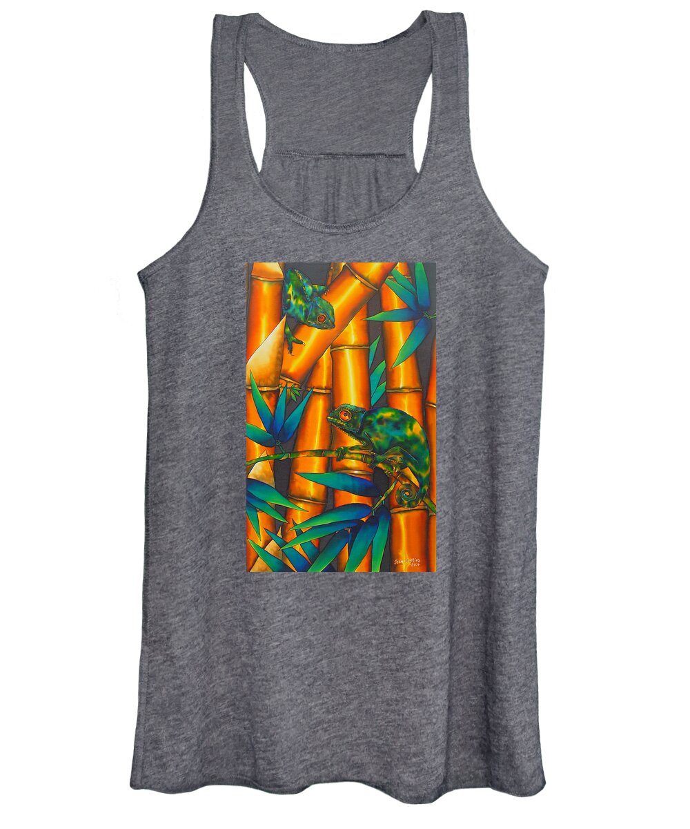 Chameleon Women's Tank Top featuring the tapestry - textile Chameleon in bamboo forest by Daniel Jean-Baptiste