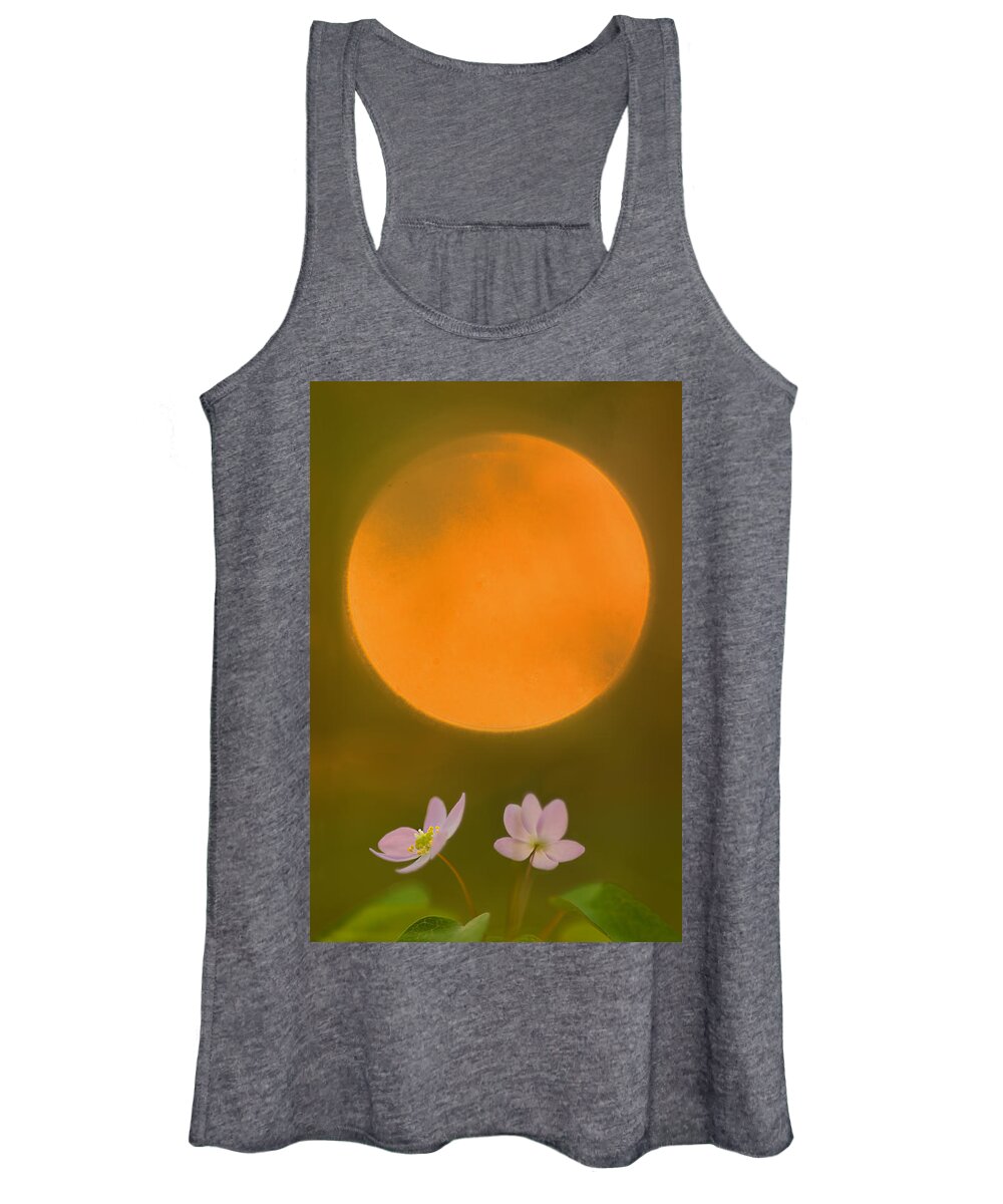 2012 Women's Tank Top featuring the photograph Rue Anemone and the Rising Sun by Robert Charity