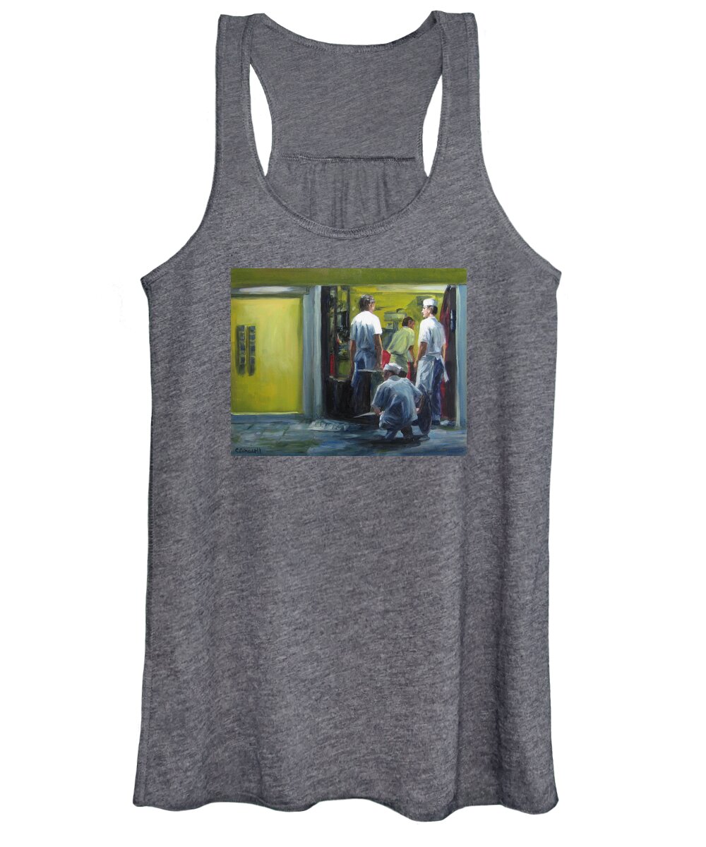 Paintings Women's Tank Top featuring the painting Sweet Closing Time by Connie Schaertl