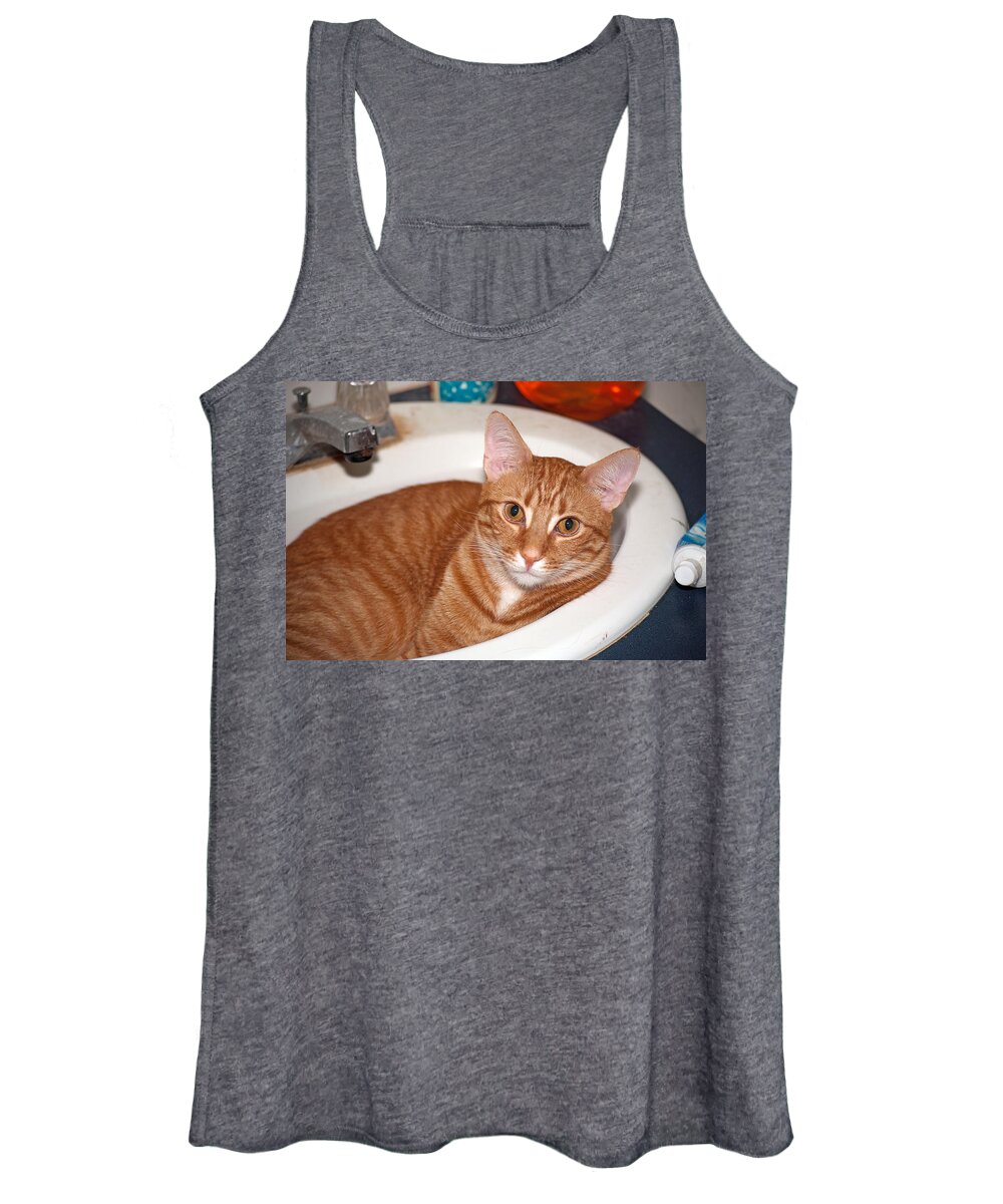 Cat Women's Tank Top featuring the photograph That Sinking Feeling by Kenneth Albin