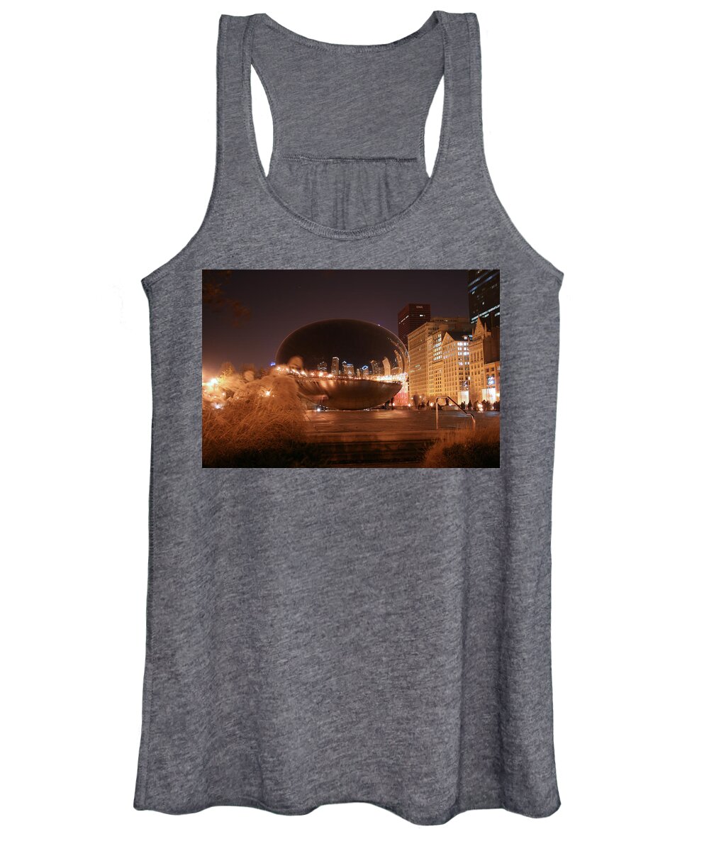 Bean Women's Tank Top featuring the photograph The Bean on a Winter Night by Laura Kinker