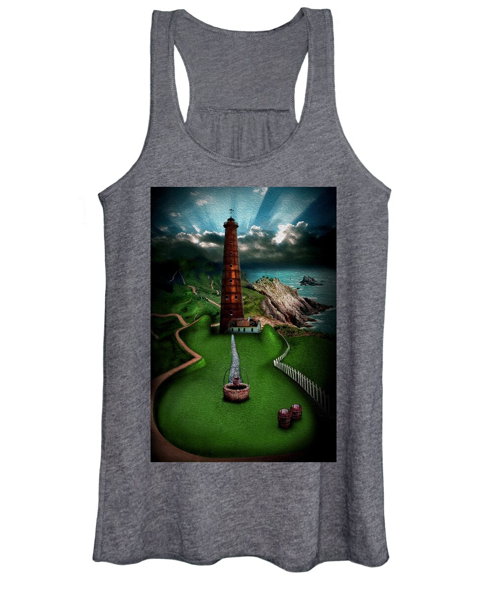 Lighthouse Women's Tank Top featuring the digital art The sound of silence by Alessandro Della Pietra