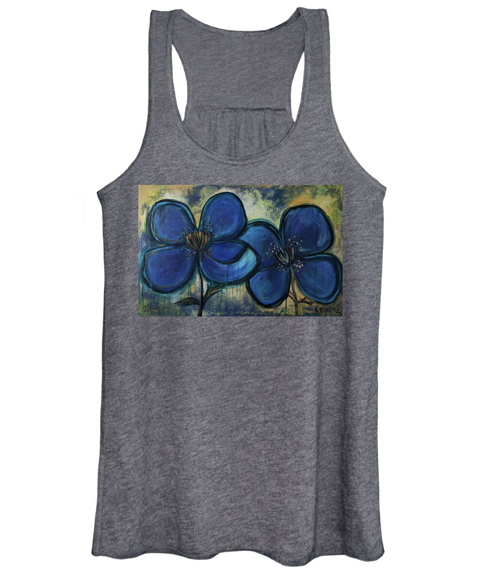 Poppies Women's Tank Top featuring the painting Two Blue Poppies by Laurie Maves ART