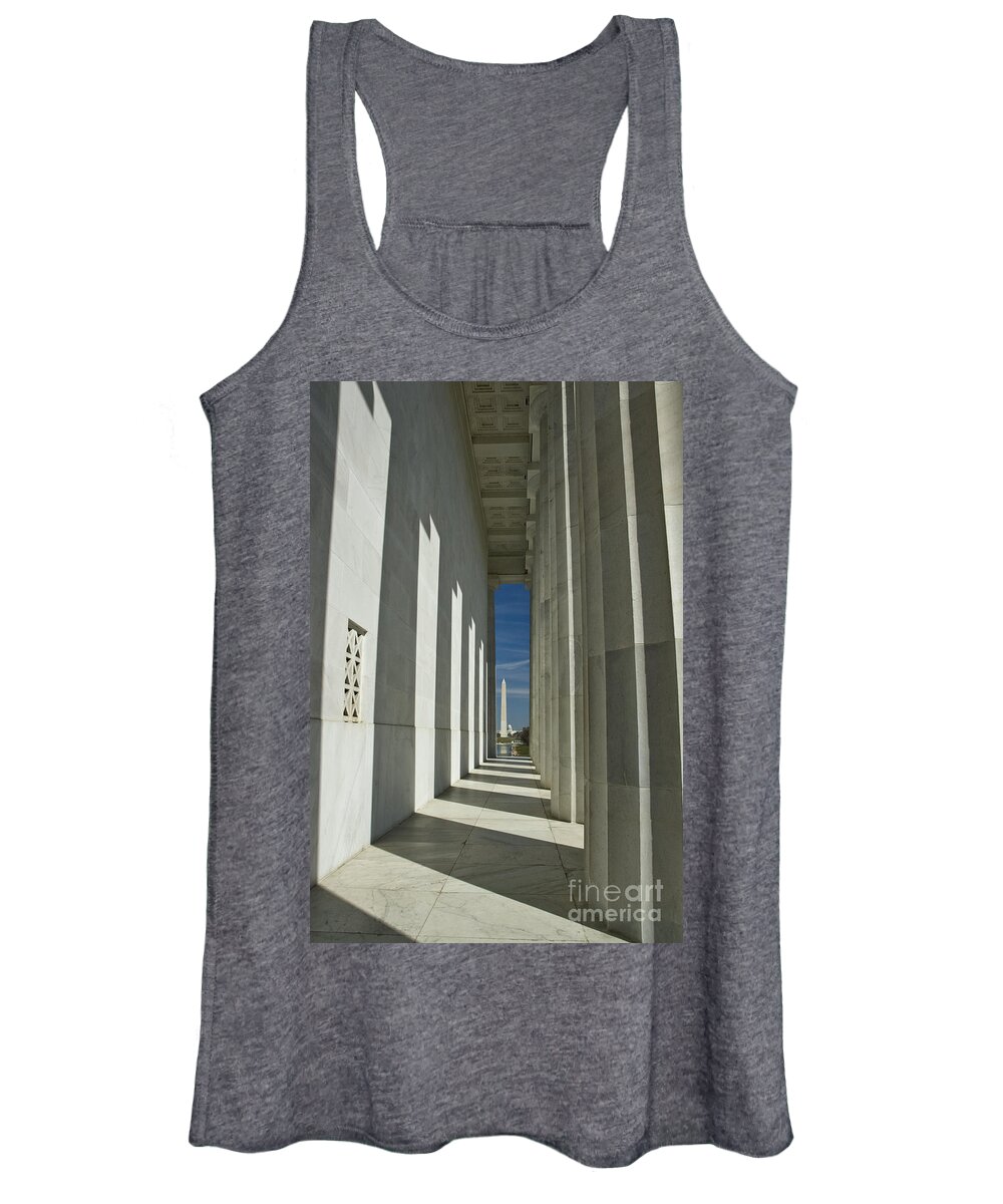 Washington Dc Women's Tank Top featuring the photograph Washington Monument from Lincoln Memorial by Tim Mulina