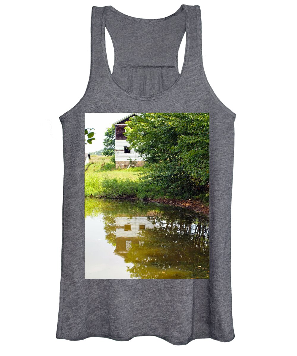 Farm Animals Women's Tank Top featuring the photograph Water Reflections by Robert Margetts