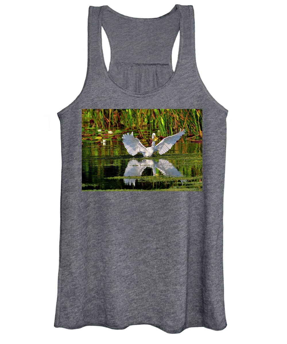 Great White Egret Women's Tank Top featuring the photograph Wetlands by Bill Dodsworth