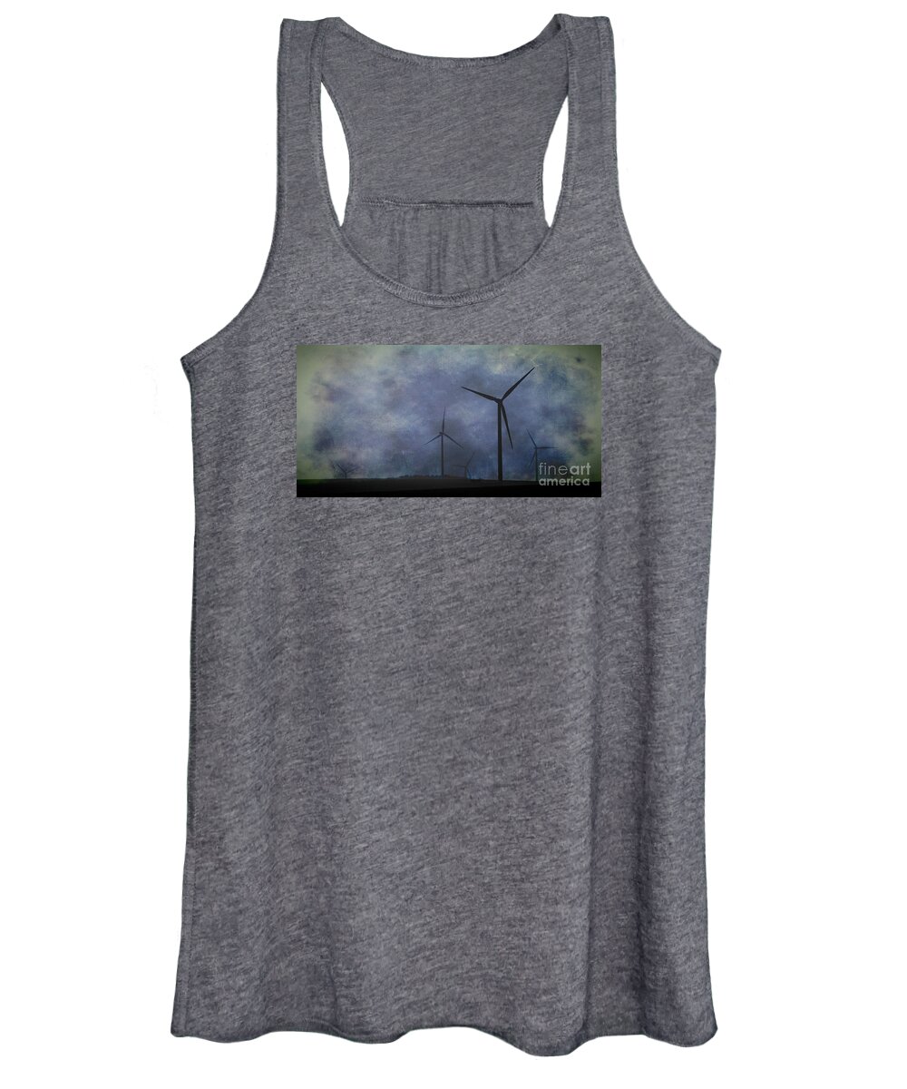 Texture Women's Tank Top featuring the photograph Windmills. by Clare Bambers