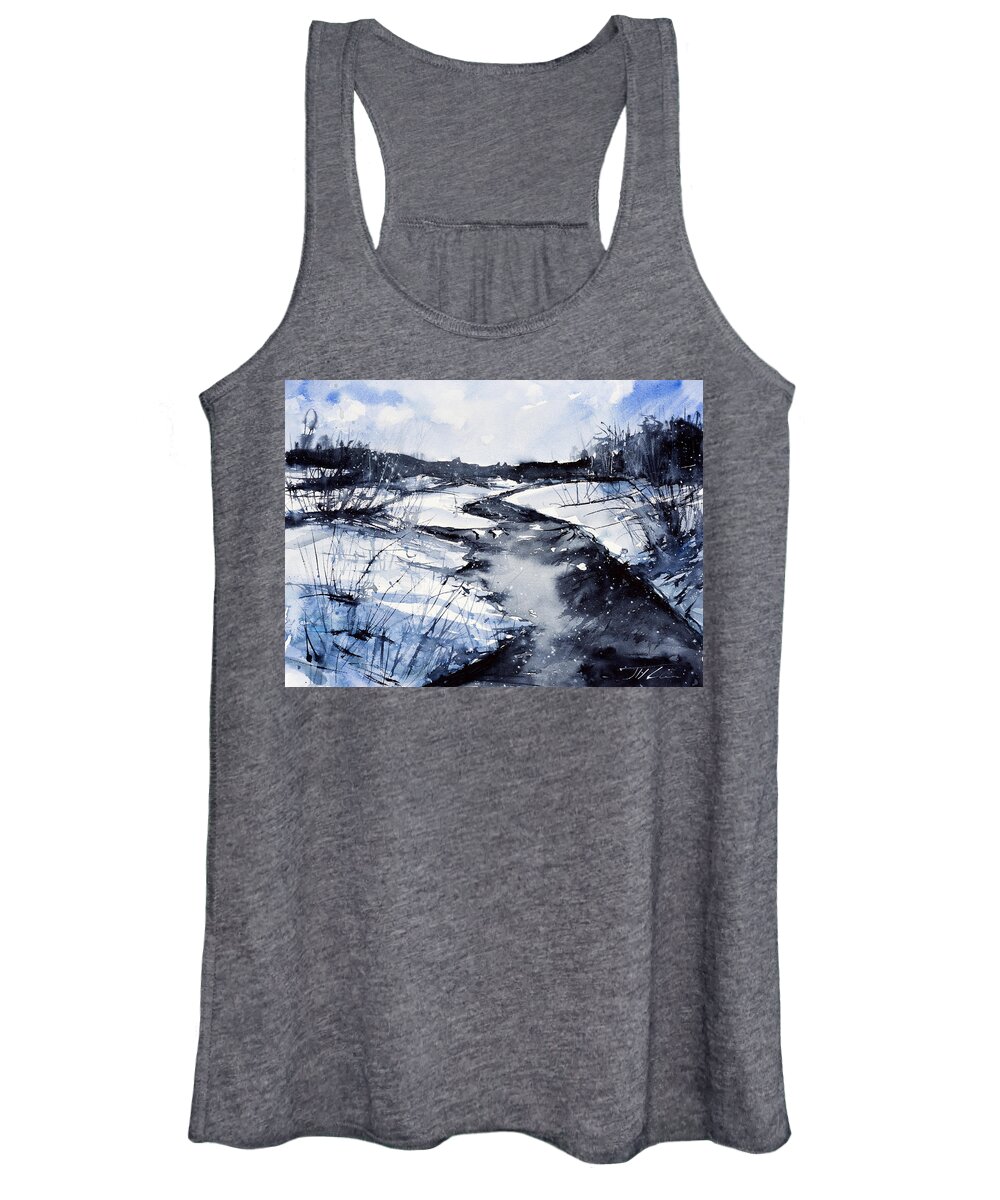 Landscape Women's Tank Top featuring the painting Blue by Judith Levins