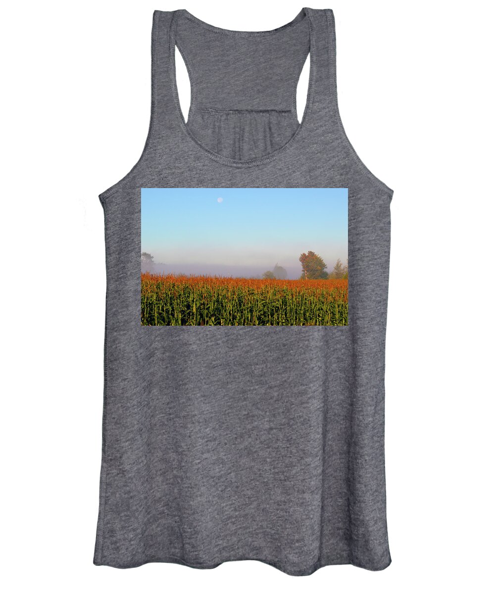 Cornfield Women's Tank Top featuring the photograph Cornfield Moonset by Brian O'Kelly