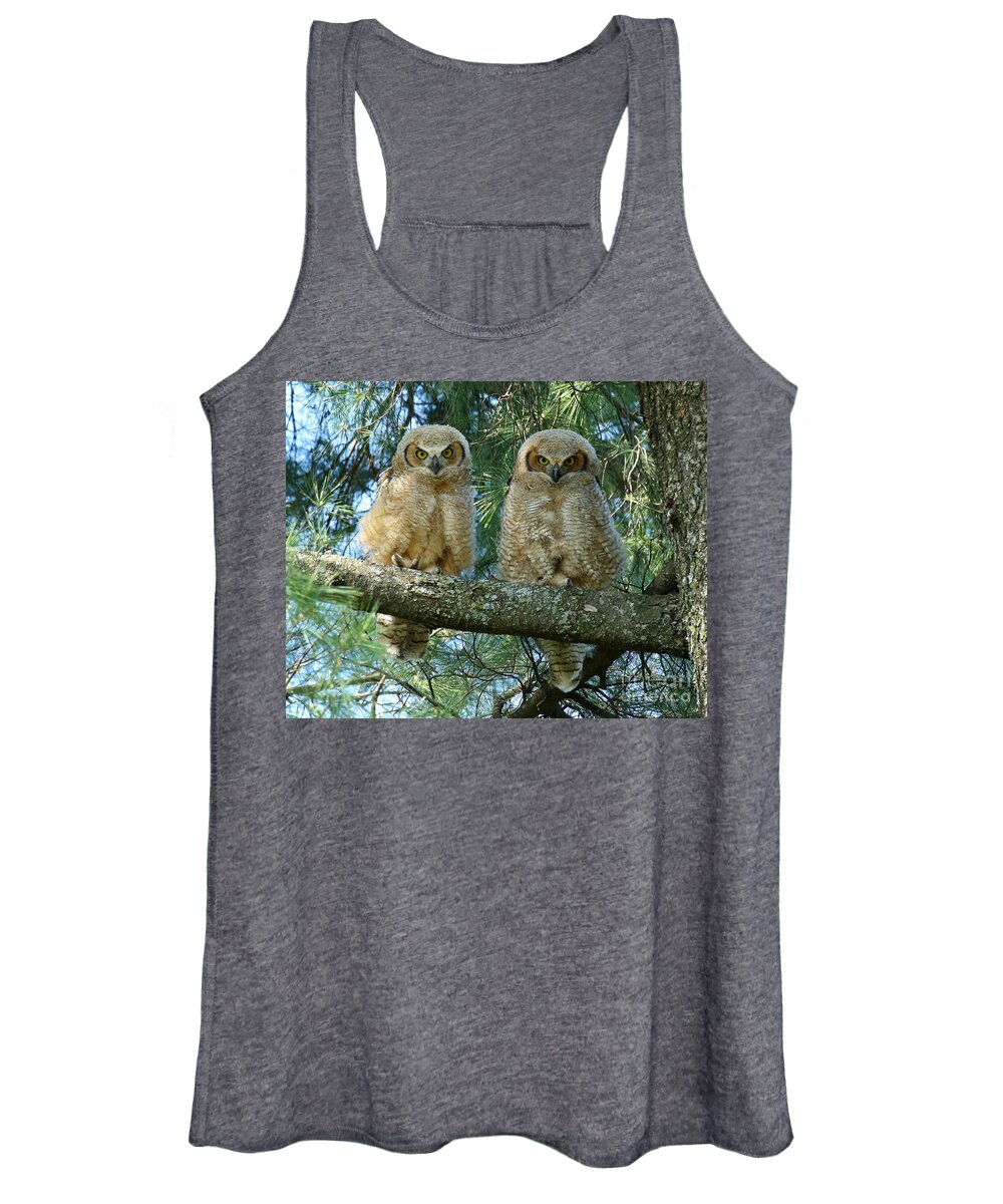 Owlets Women's Tank Top featuring the photograph Double Trouble #1 by Heather King