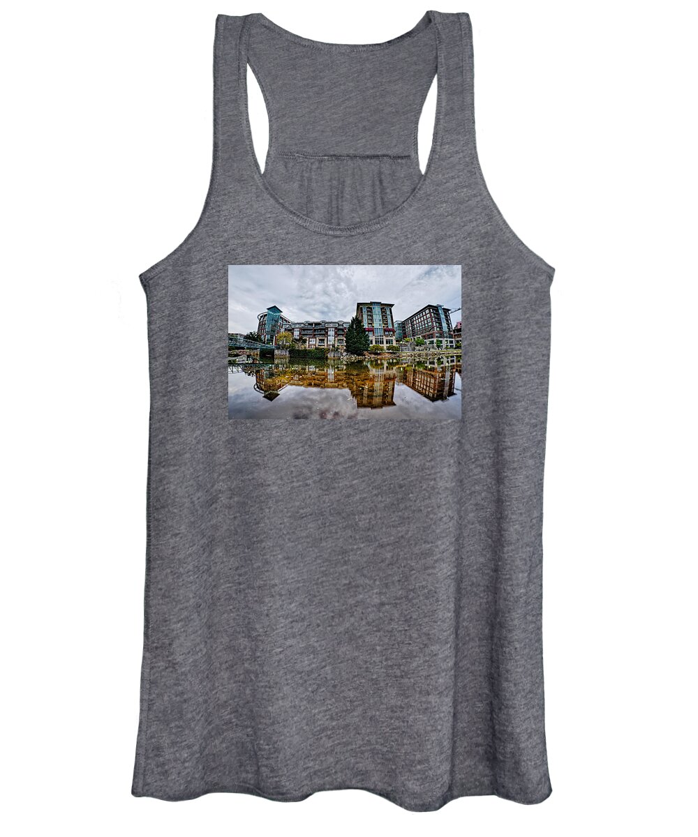 Downtown Women's Tank Top featuring the photograph Downtown Of Greenville South Carolina Around Falls Park #1 by Alex Grichenko
