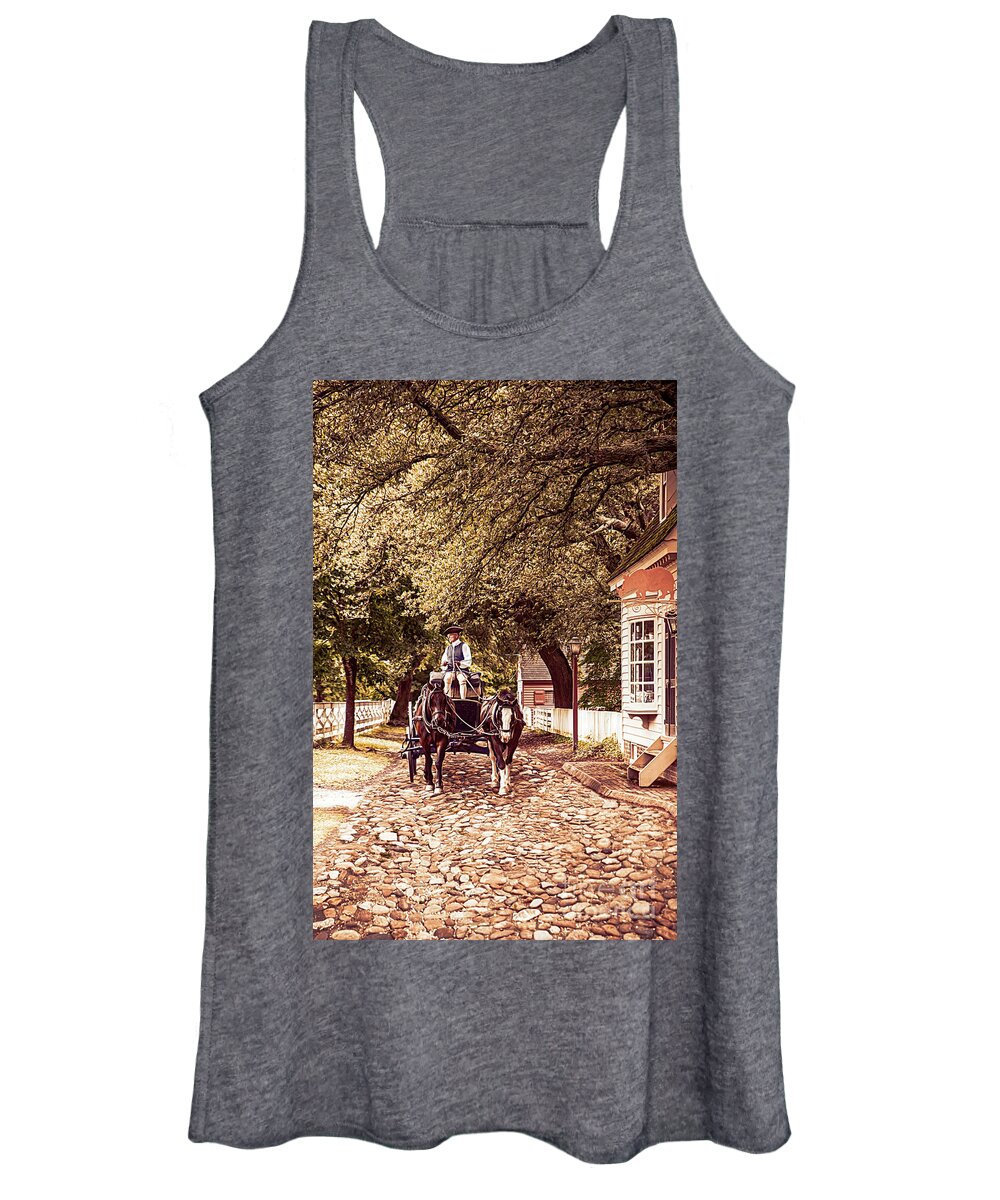 Reconstruction Women's Tank Top featuring the photograph Horse Drawn Wagon #1 by Ed Taylor