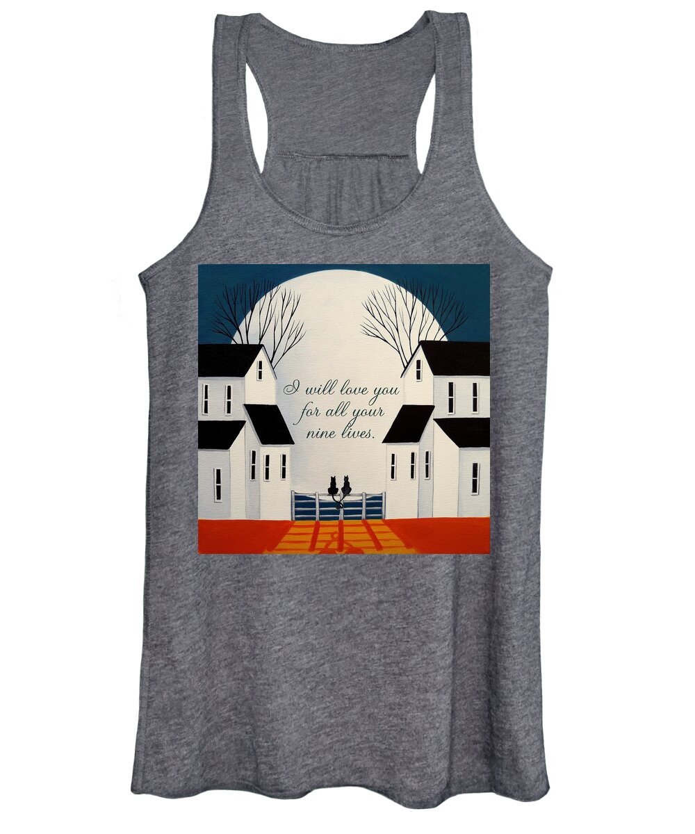 Black Women's Tank Top featuring the painting Love Me For All My Nine Lives #1 by Debbie Criswell