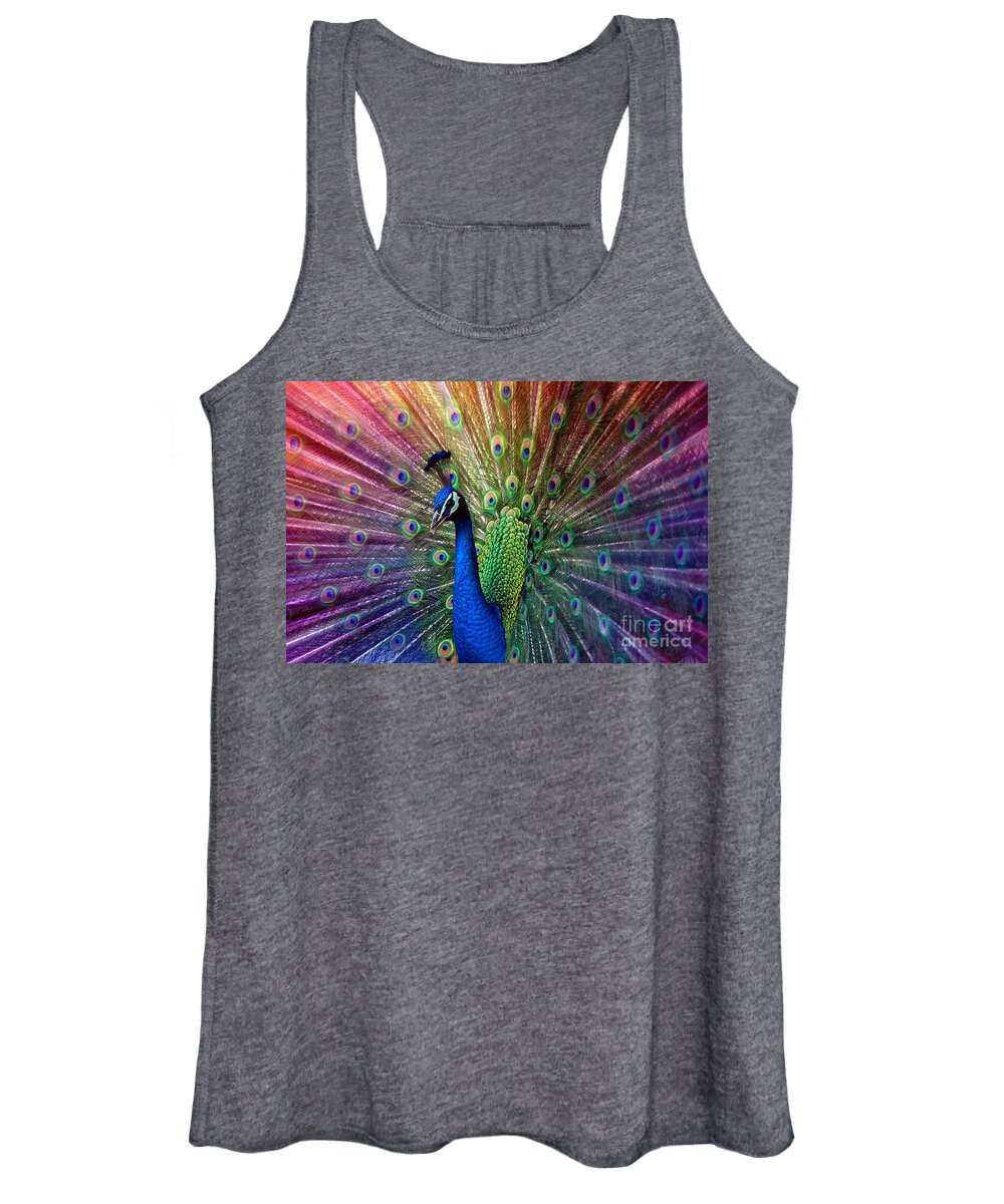 Beauty Women's Tank Top featuring the photograph Peacock by Hannes Cmarits