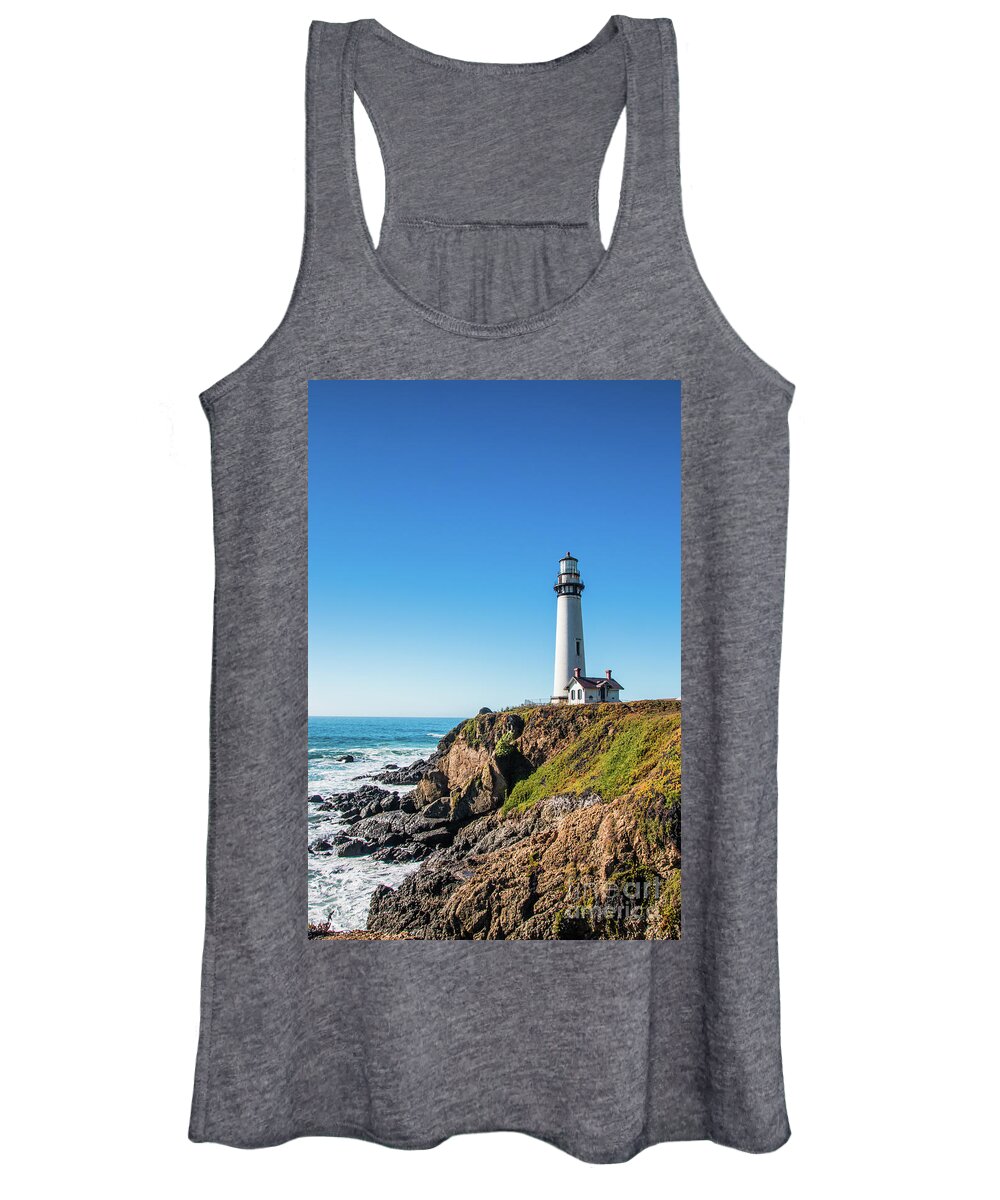 Coastline Women's Tank Top featuring the photograph Pigeon Point Lighthouse on highway No. 1, California by Amanda Mohler