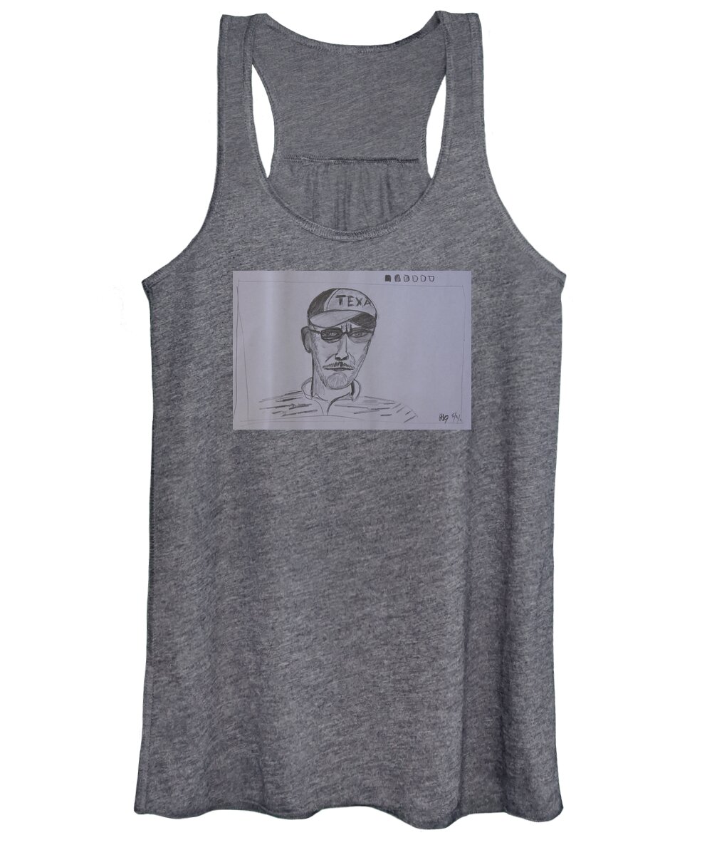 Texan Women's Tank Top featuring the drawing Serious Texan #1 by Roger Cummiskey
