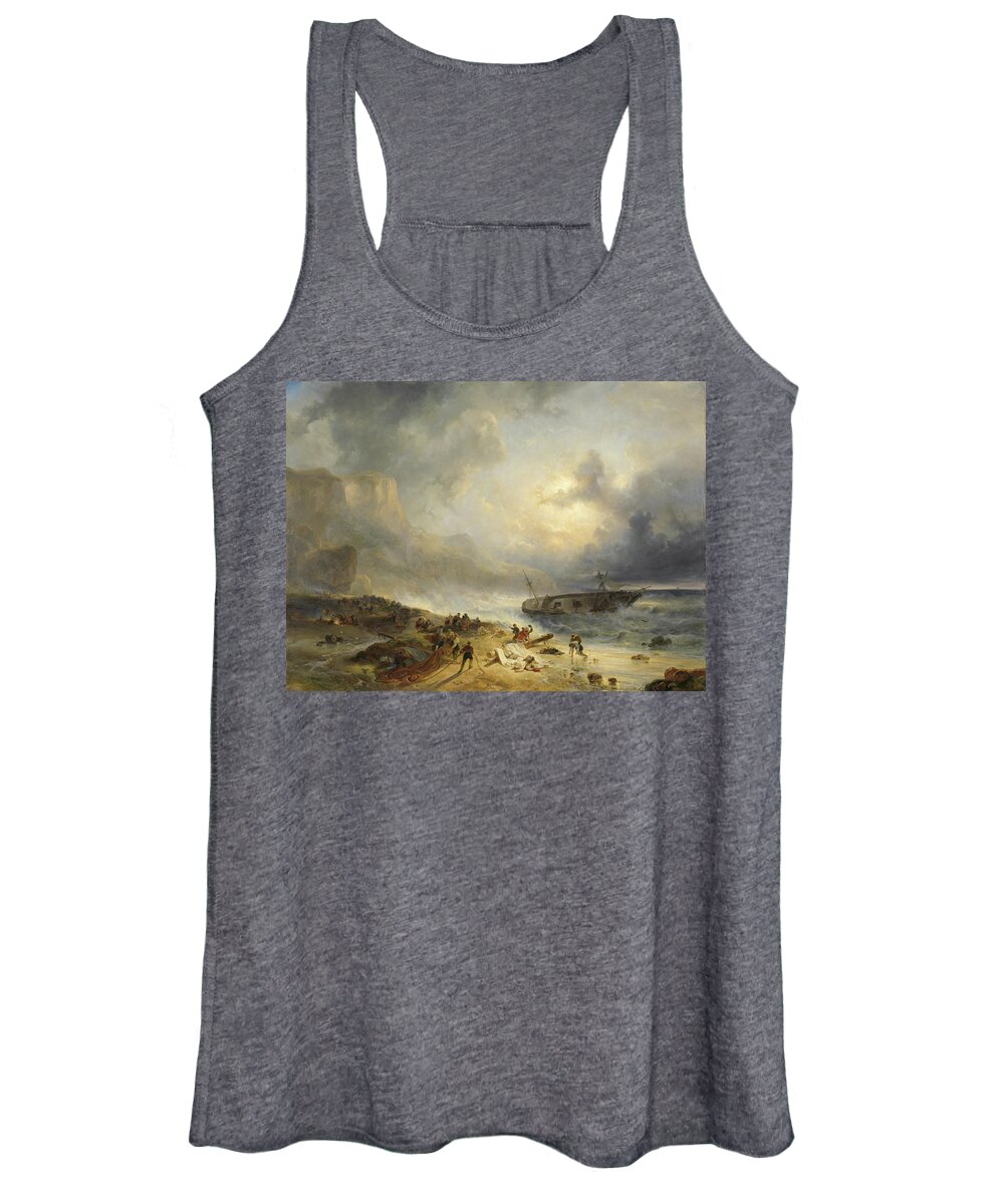 Shipwreck Off A Rocky Coast Women's Tank Top featuring the painting Shipwreck off a Rocky Coast #1 by Wijnand Nuijen
