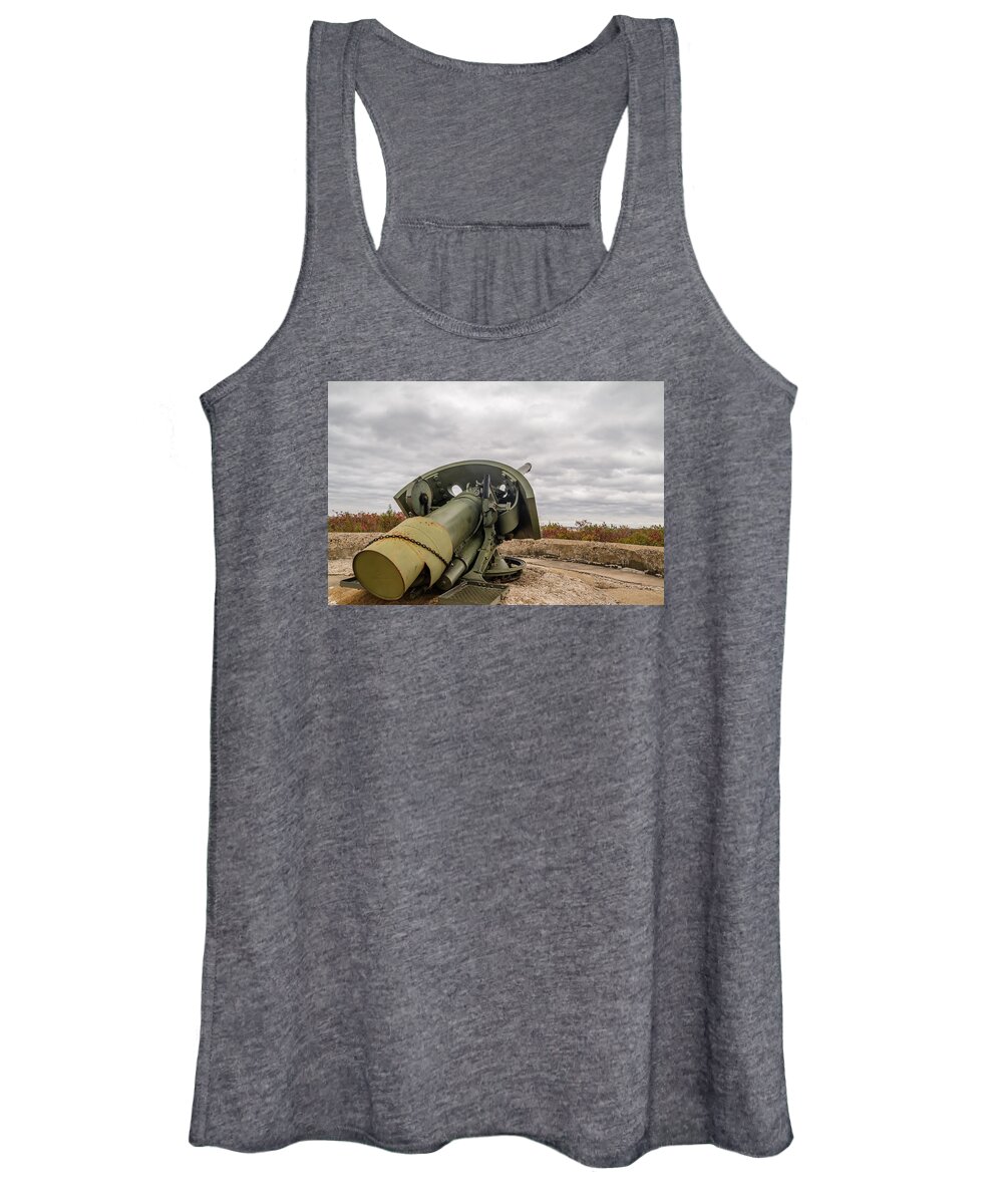 M1900 Women's Tank Top featuring the photograph Six inch Gun at Battery Peck #1 by SAURAVphoto Online Store