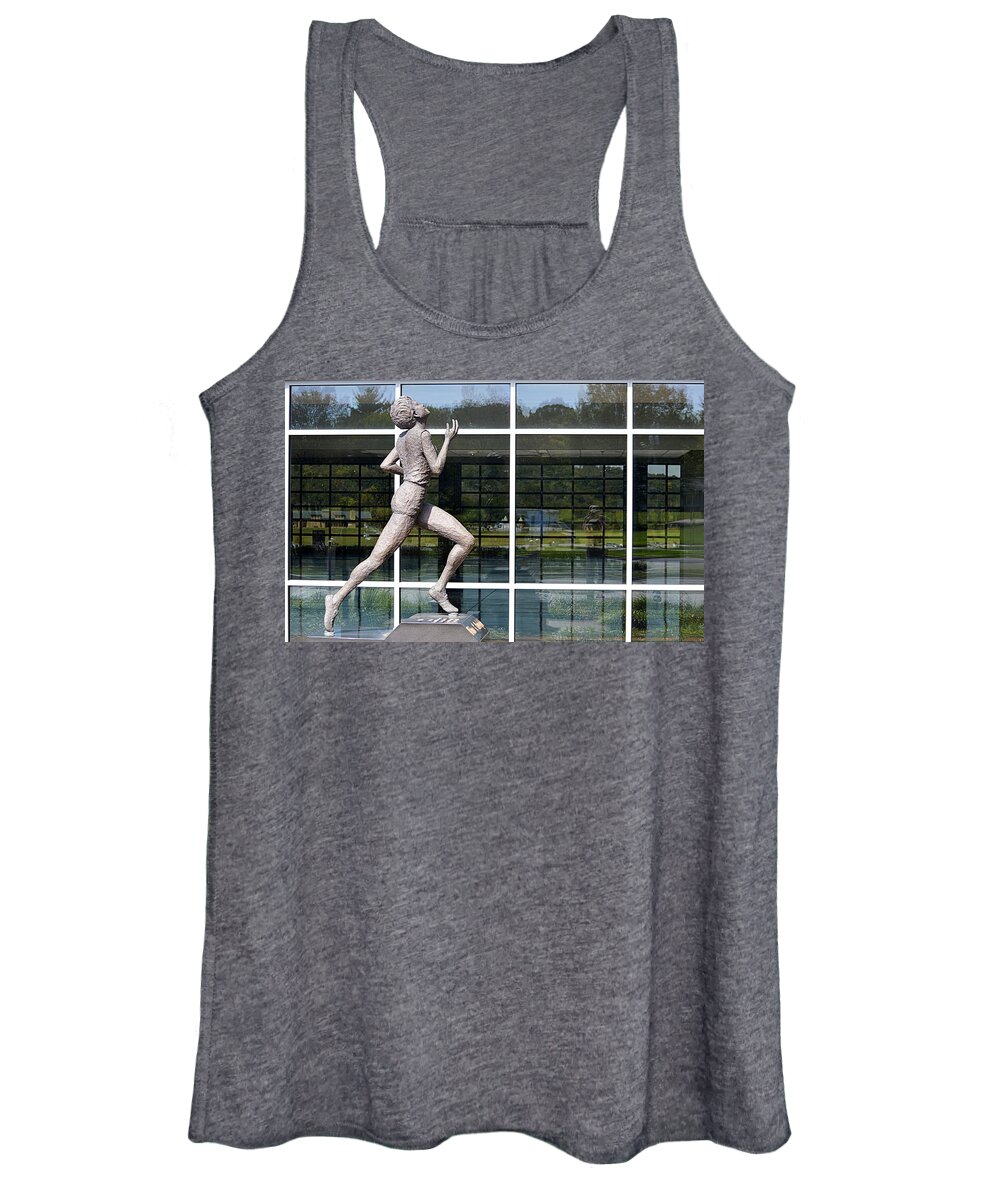 Statue Women's Tank Top featuring the photograph The Runner #1 by AJ Schibig