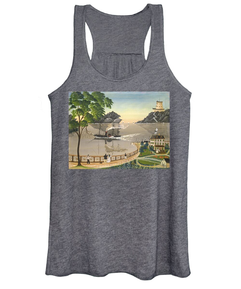 Art Women's Tank Top featuring the painting U S Mail Boat by Leila T Bauman
