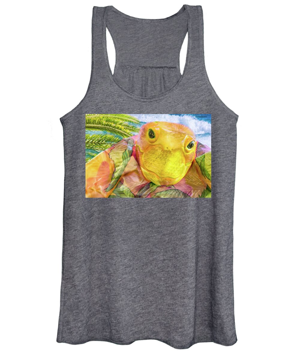Sea Turtle Women's Tank Top featuring the mixed media 10795 Sea Turtle by Pamela Williams