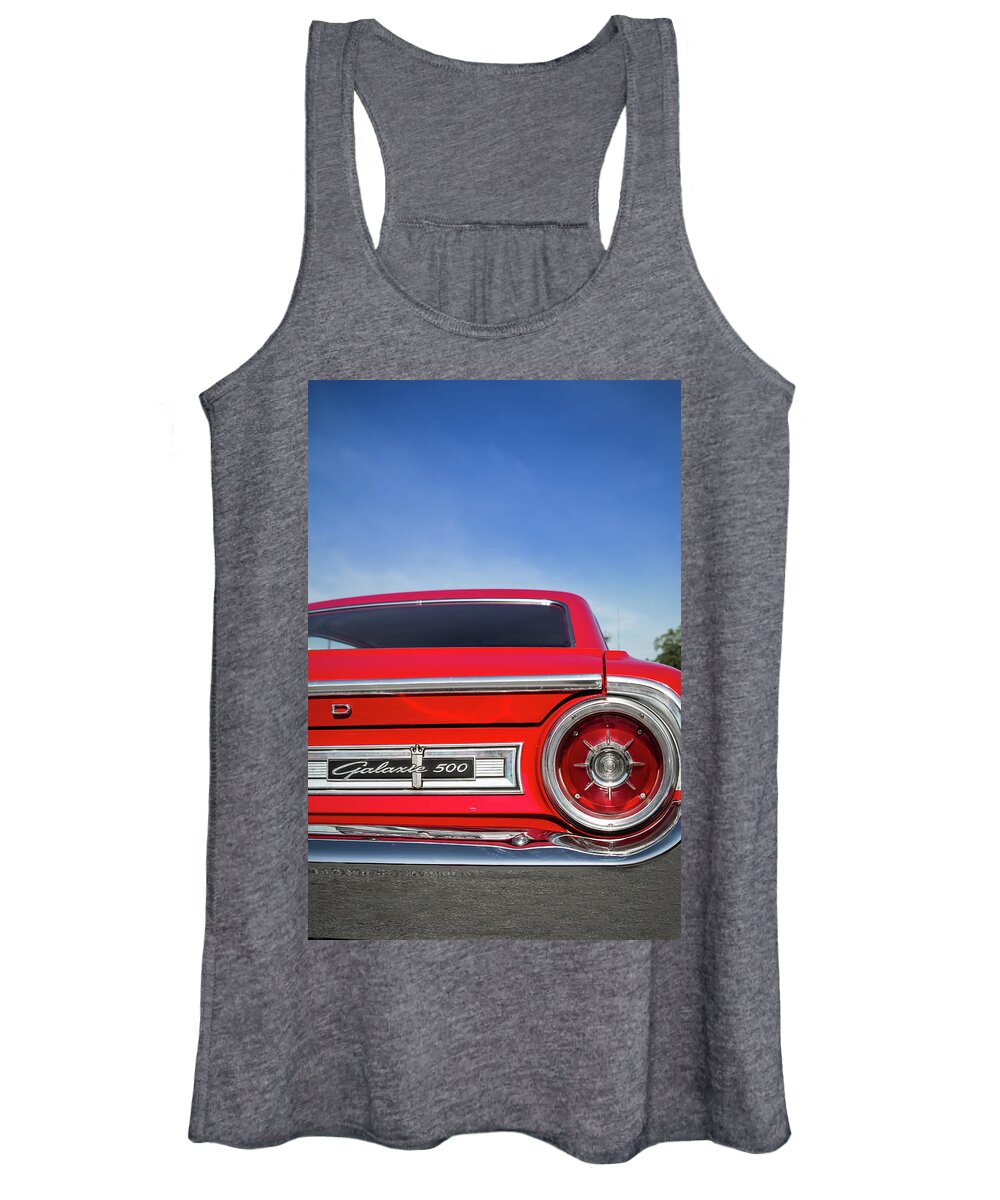 1964 Women's Tank Top featuring the photograph 1964 Ford Galaxie 500 Taillight and Emblem by Ron Pate