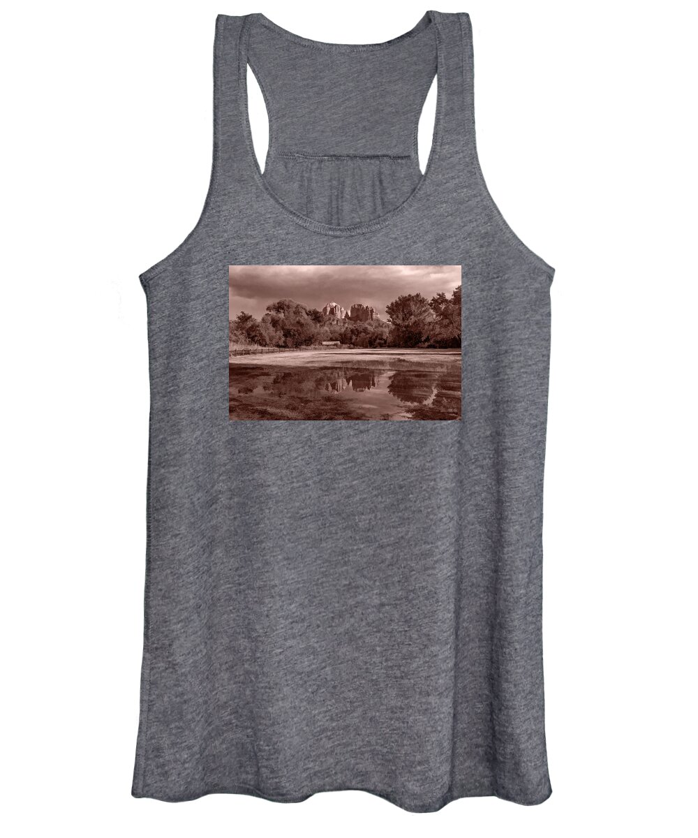 Cathedral Rock Women's Tank Top featuring the photograph A Light in Darkness #2 by Leda Robertson