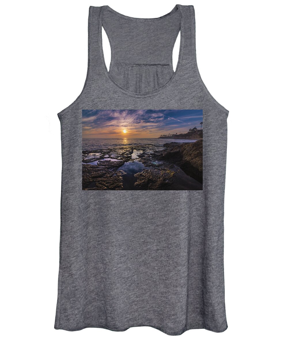Beach Women's Tank Top featuring the photograph Diver's Cove Sunset #3 by Andy Konieczny