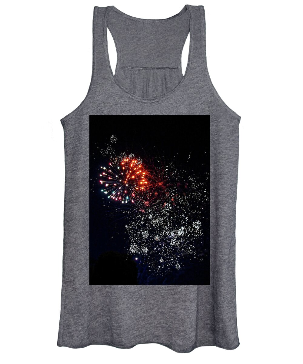 Night Women's Tank Top featuring the photograph Fireworks3 by Doolittle Photography and Art