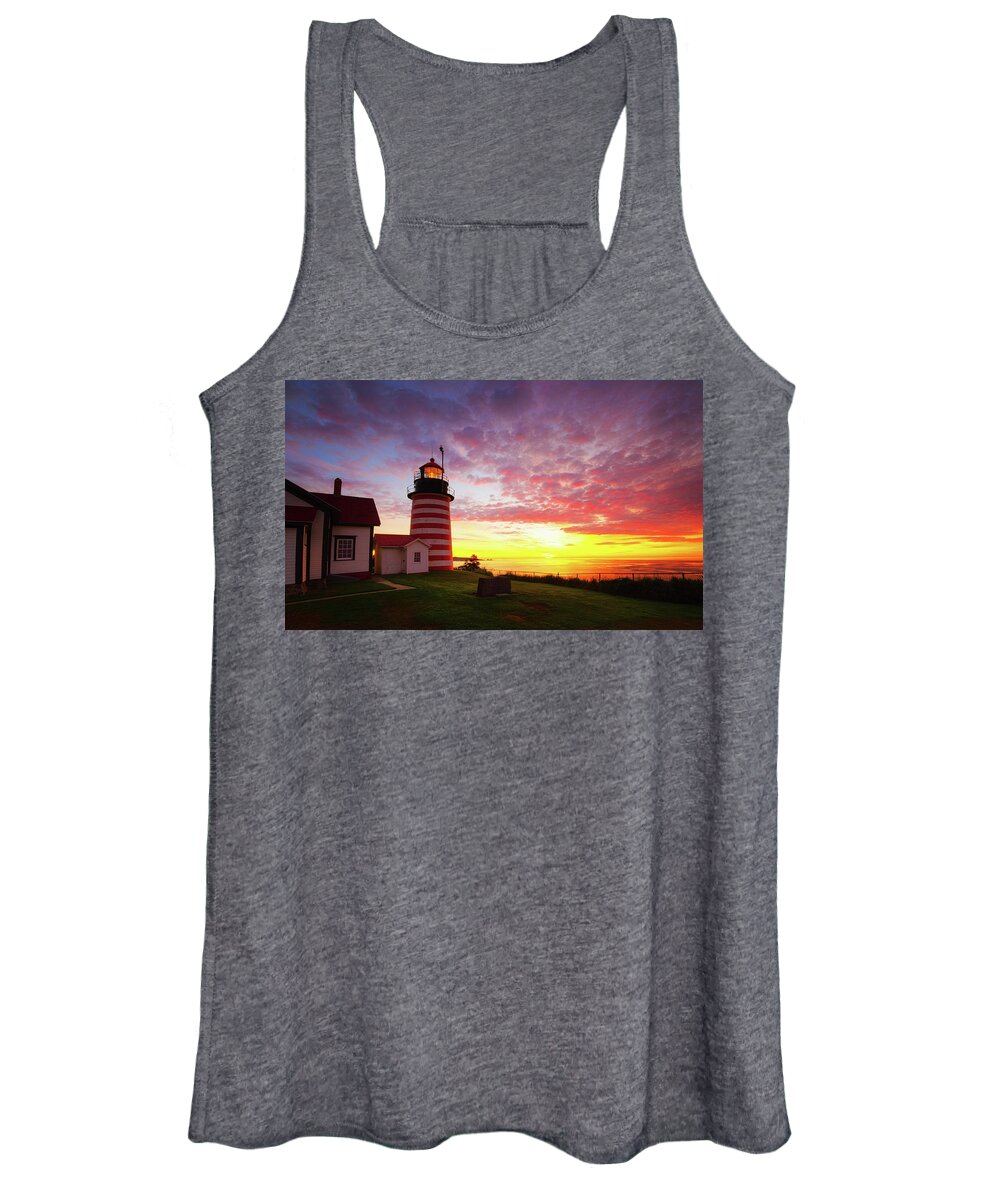 Lubec Women's Tank Top featuring the photograph West Quoddy Head Light #5 by Robert Clifford