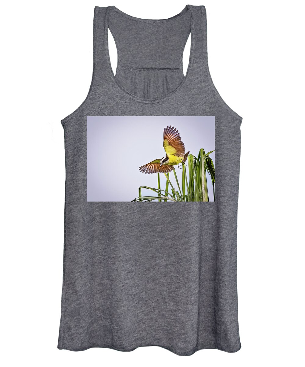 Animal Women's Tank Top featuring the photograph Great Crested Flycatcher #3 by Peter Lakomy