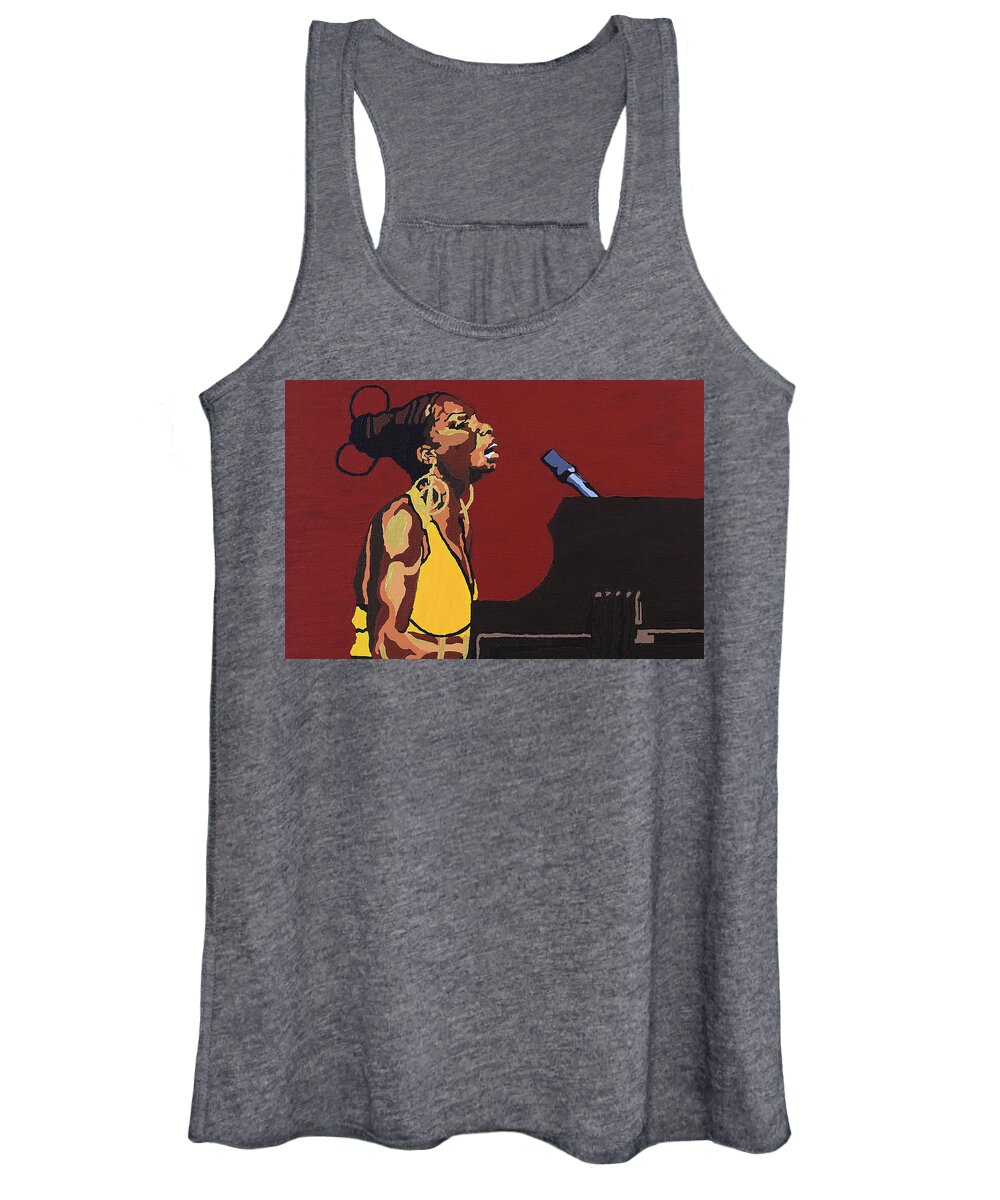 Nina Simone Women's Tank Top featuring the painting Nina Simone #3 by Rachel Natalie Rawlins