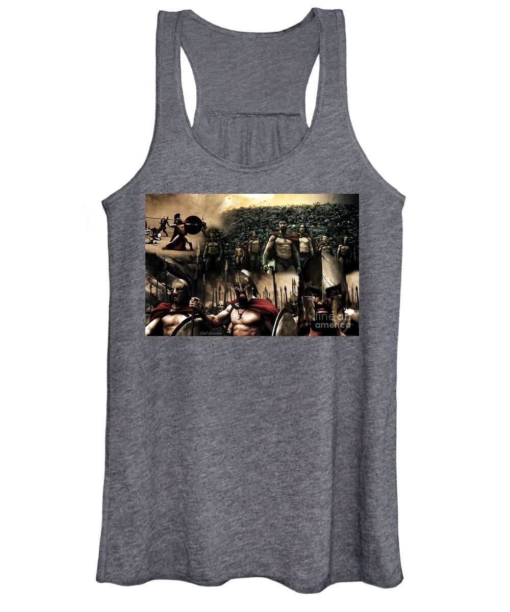 300 Movie Women's Tank Top featuring the painting 300 Spartans by Carl Gouveia
