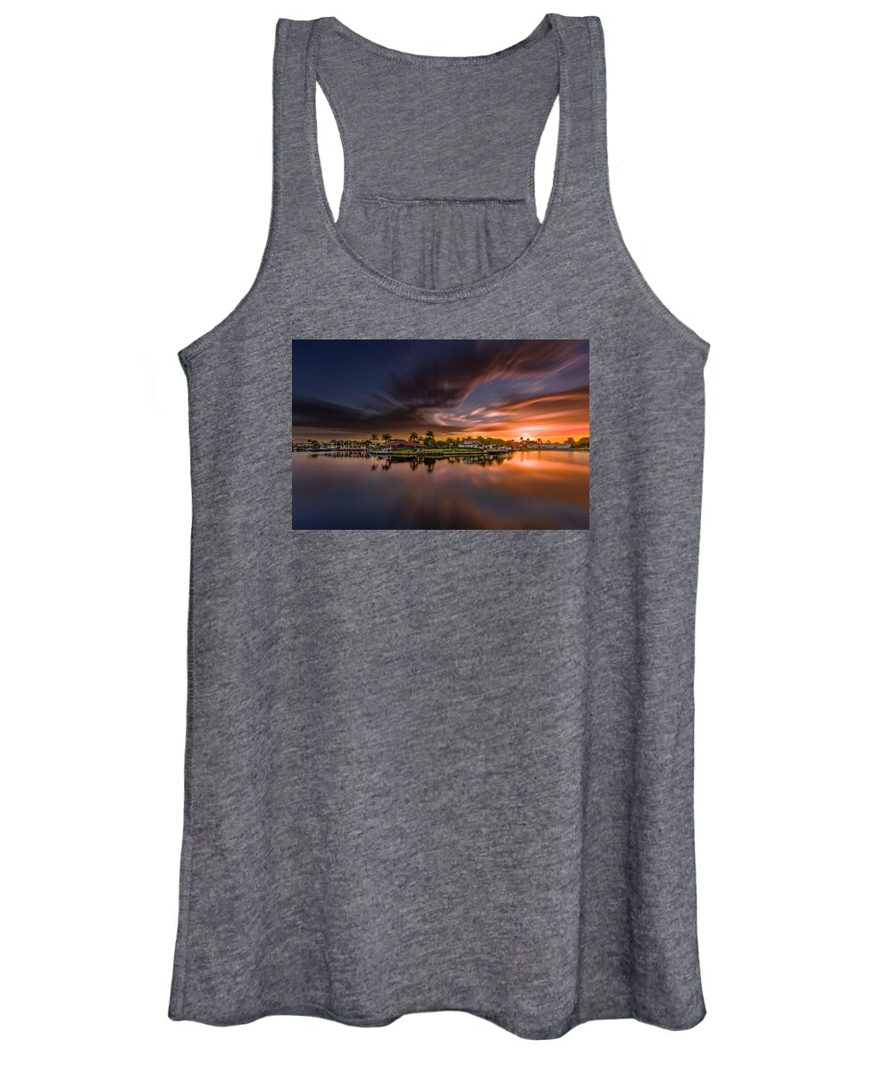 Naples Women's Tank Top featuring the photograph Sunrise at Naples, Florida #5 by Peter Lakomy