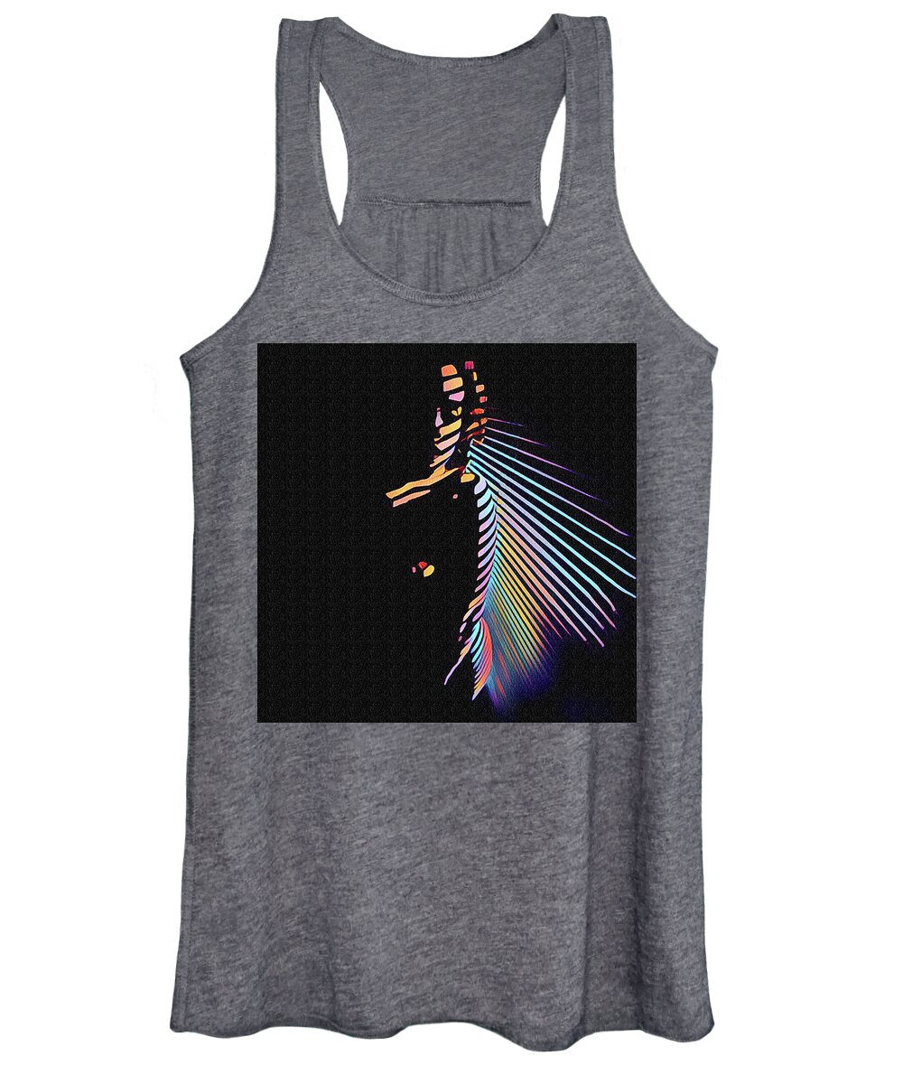 Window Blinds Women's Tank Top featuring the digital art 6580s-NLJ Woman in Shadows by Window Zebra Striped Rendered in Composition Style by Chris Maher