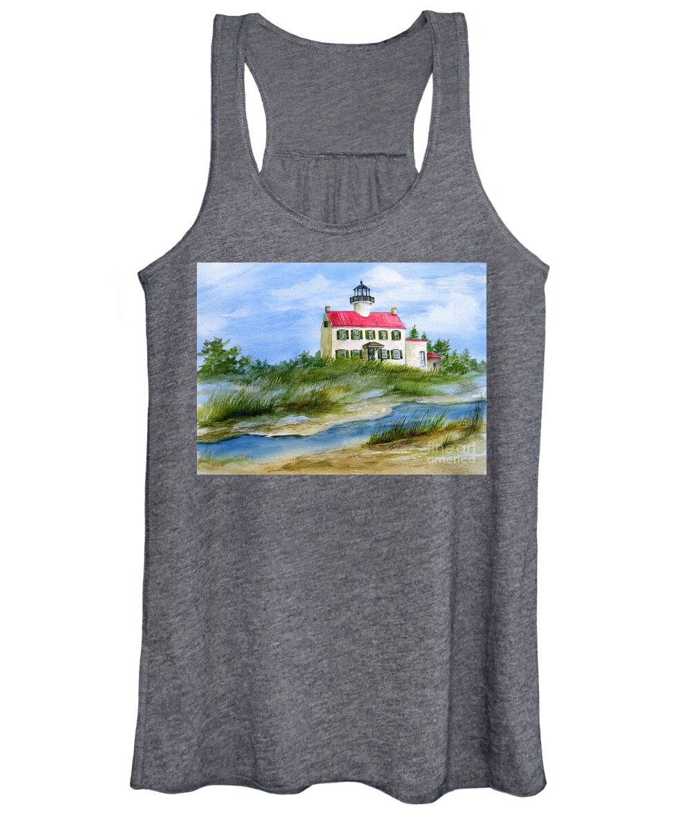 East Point Lighthouse Women's Tank Top featuring the painting A Clear Day at East Point Lighthouse by Nancy Patterson