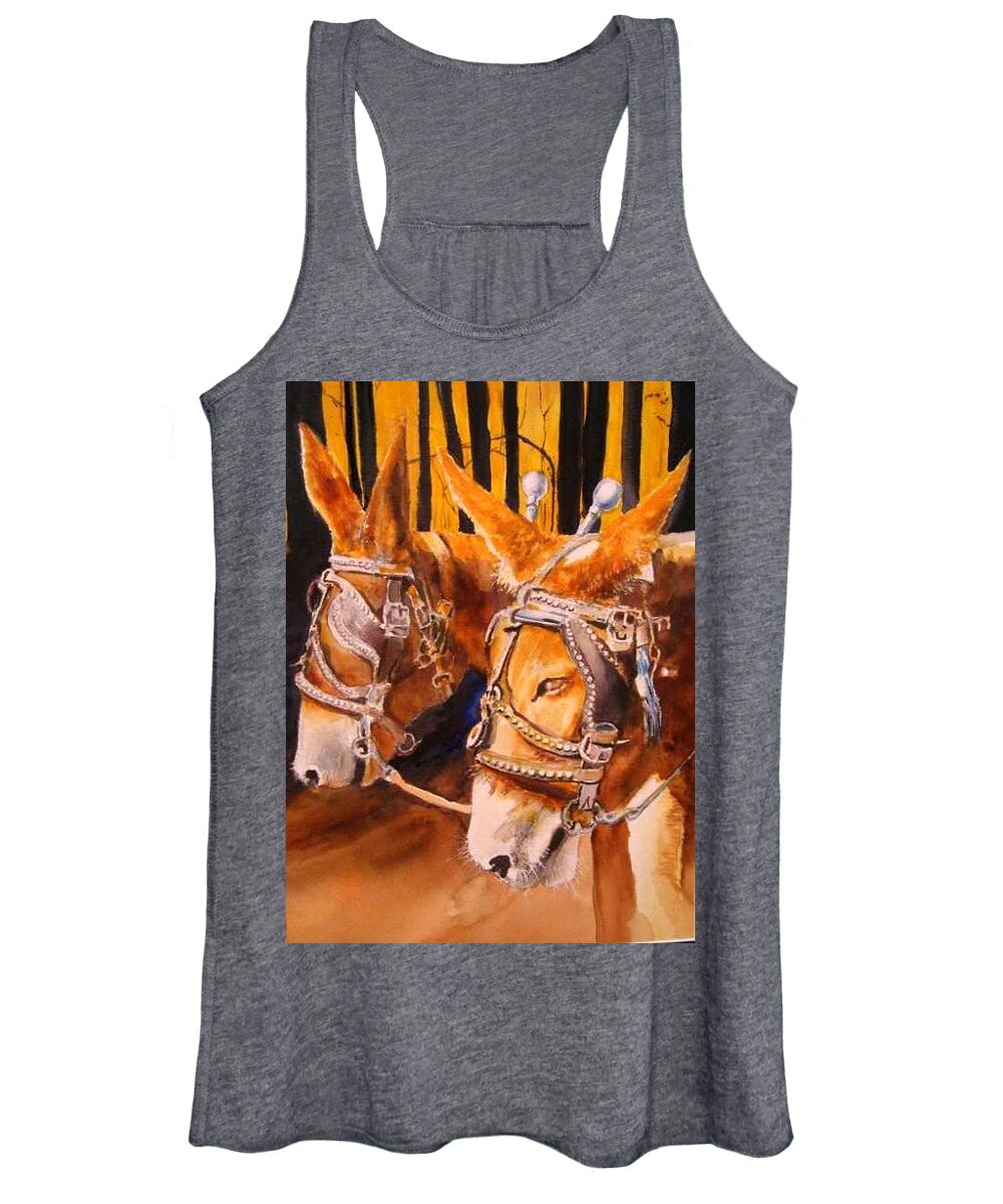 Mules Women's Tank Top featuring the painting A Day's Work by Bobby Walters
