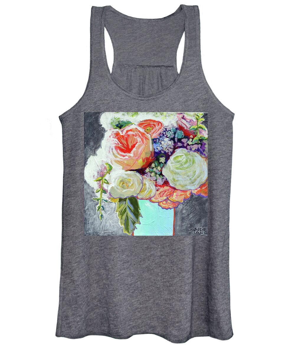 Contemporary Floral Women's Tank Top featuring the painting A Jar of Bright by Ande Hall