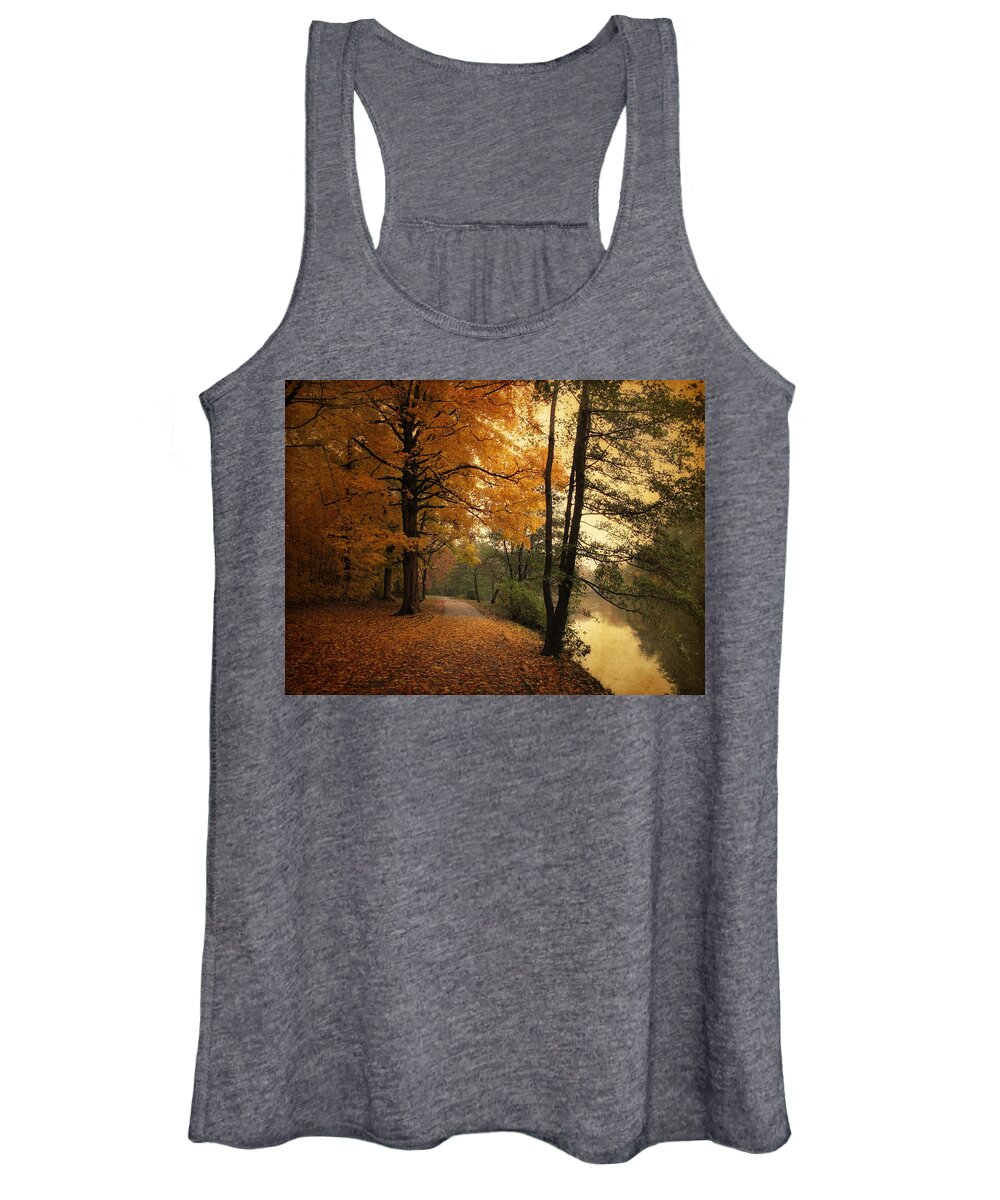 Landscape Women's Tank Top featuring the photograph A Leafy Path by Jessica Jenney